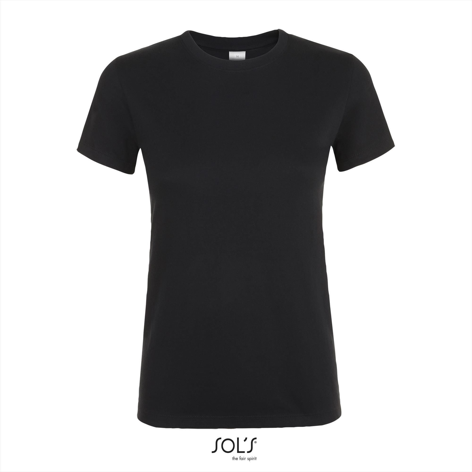 Dames T-shirt met een ronde hals diep zwart