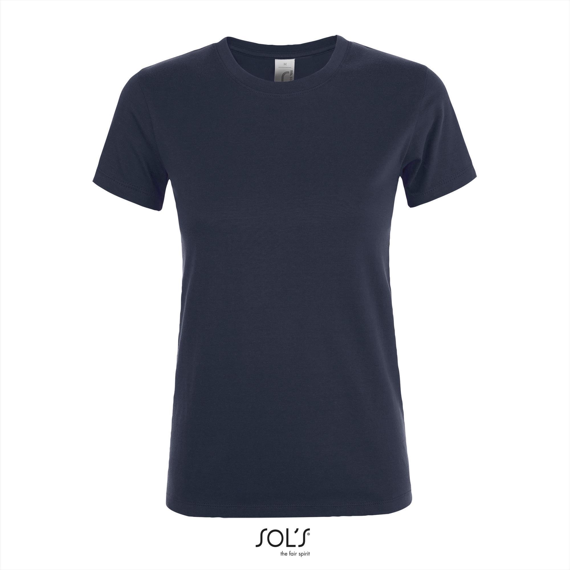 Dames T-shirt met een ronde hals donker blauw