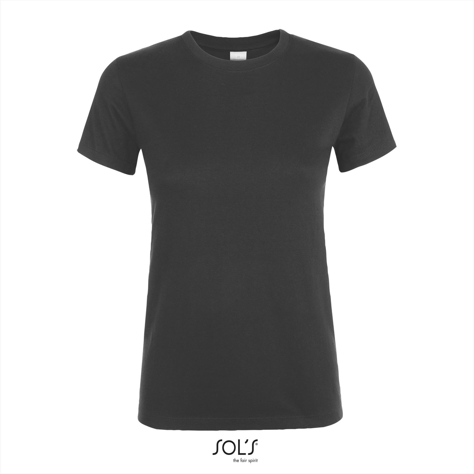 Dames T-shirt met een ronde hals donker grijs