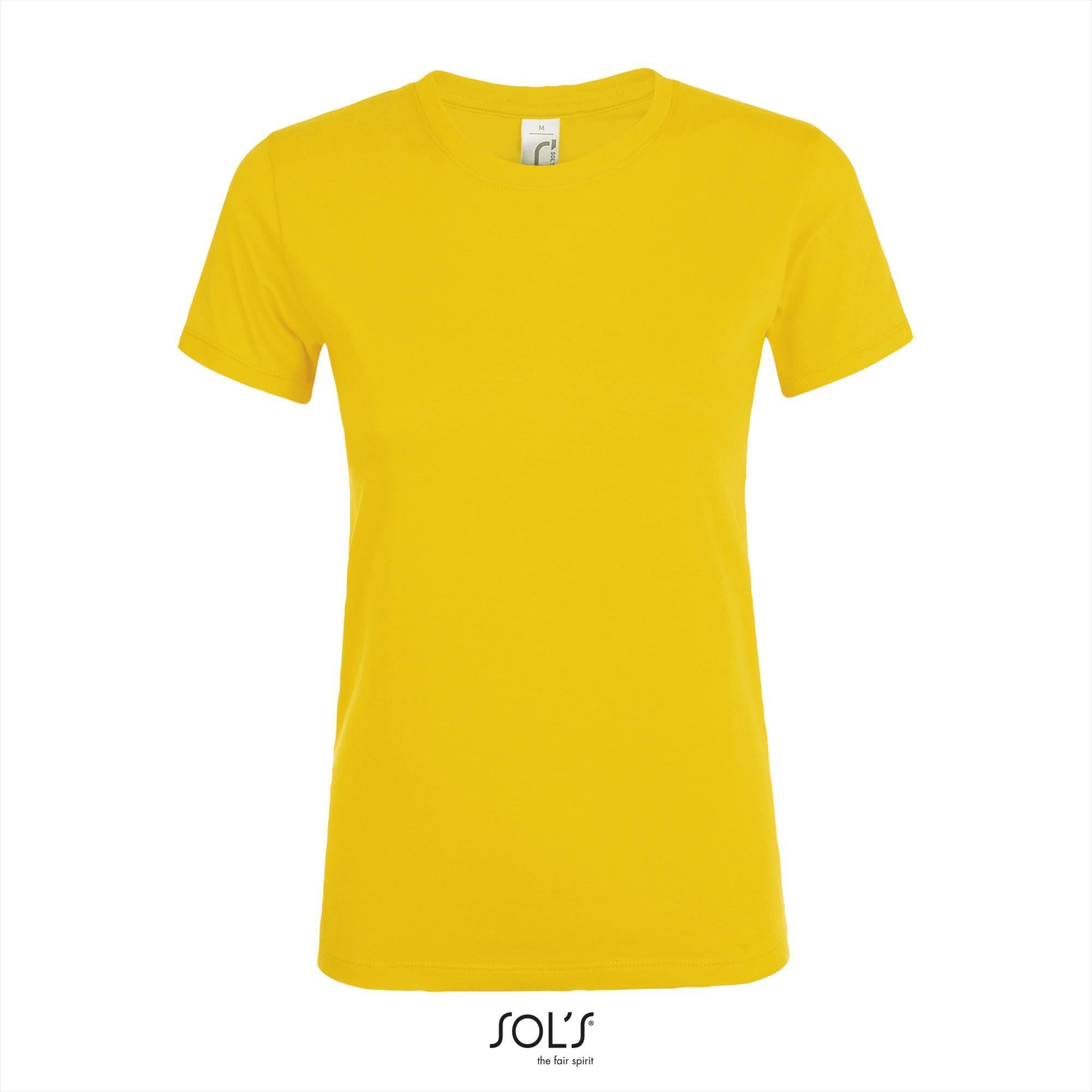 Dames T-shirt met een ronde hals geel