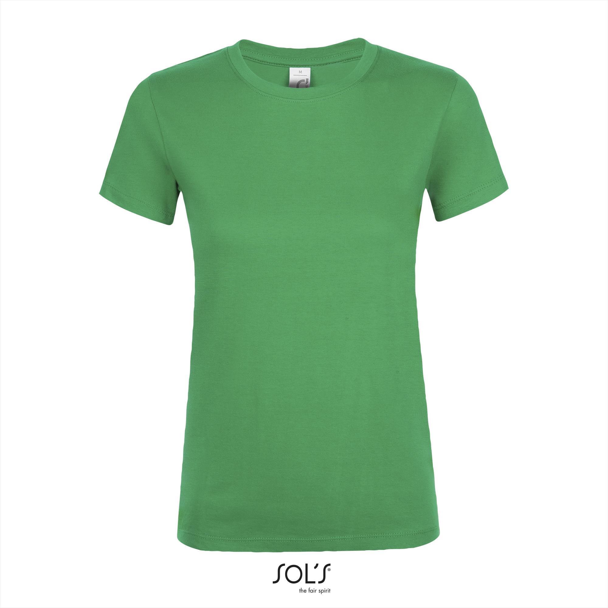 Dames T-shirt met een ronde hals kelly green groen