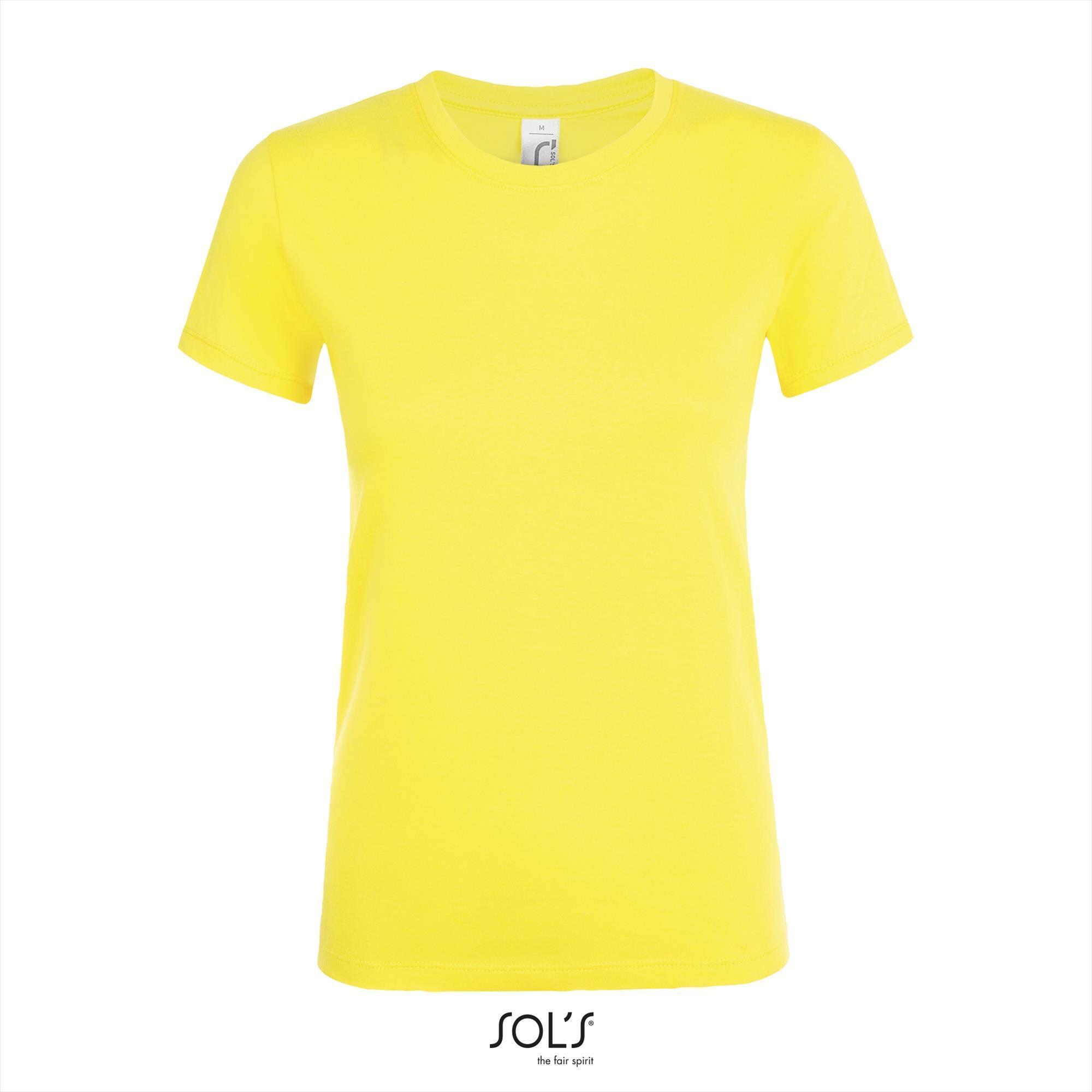 Dames T-shirt met een ronde hals lemon geel