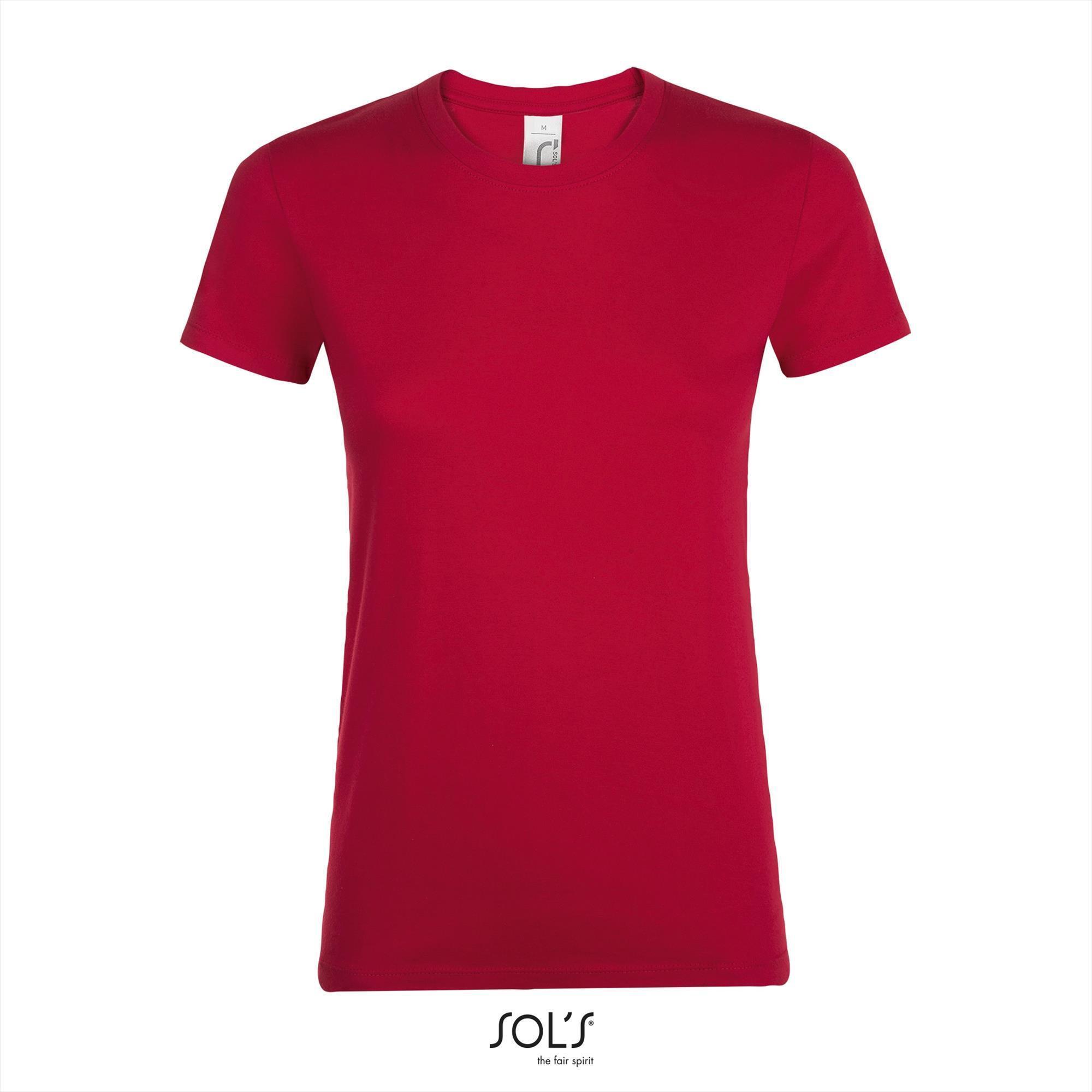 Dames T-shirt met een ronde hals rood