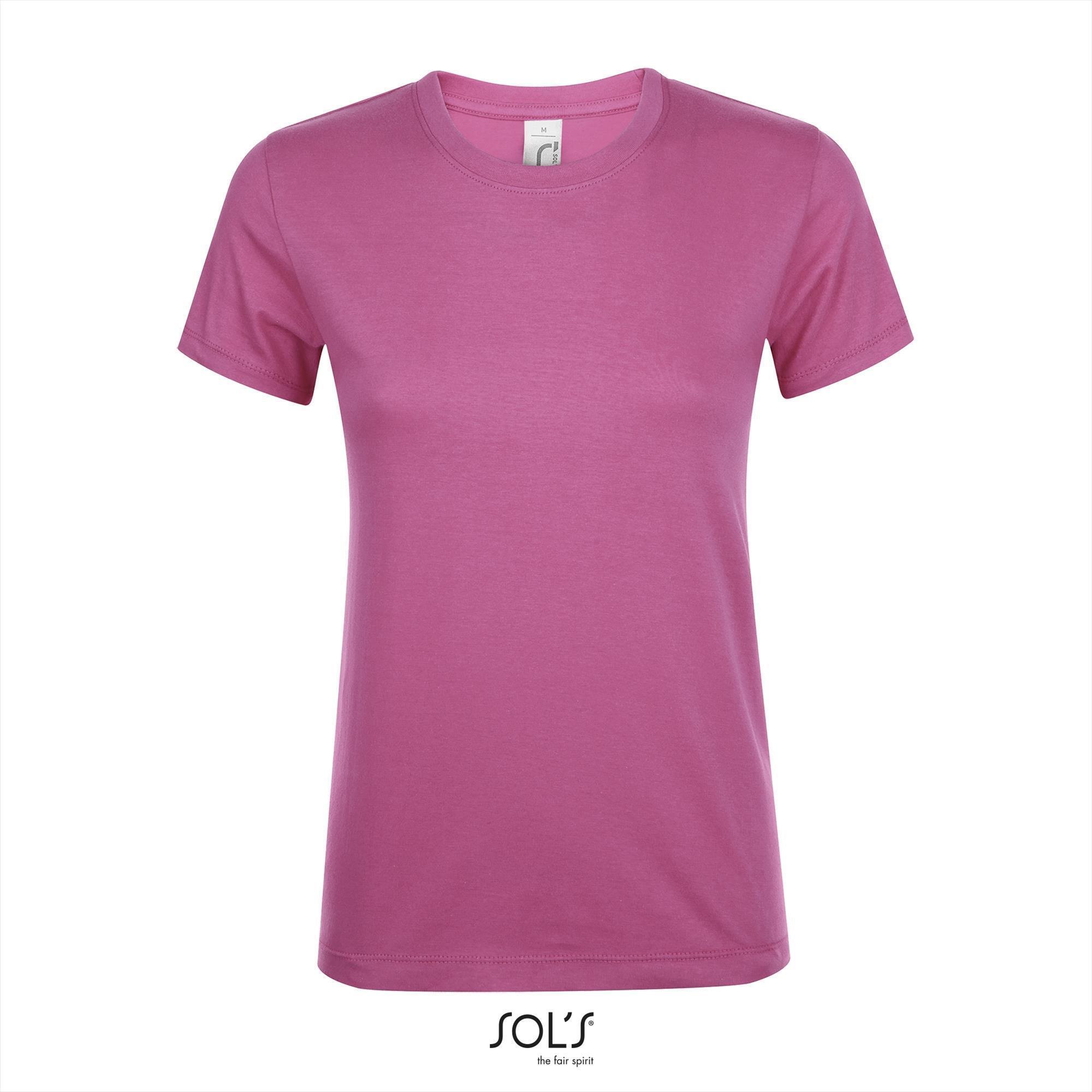 Dames T-shirt met een ronde hals roze