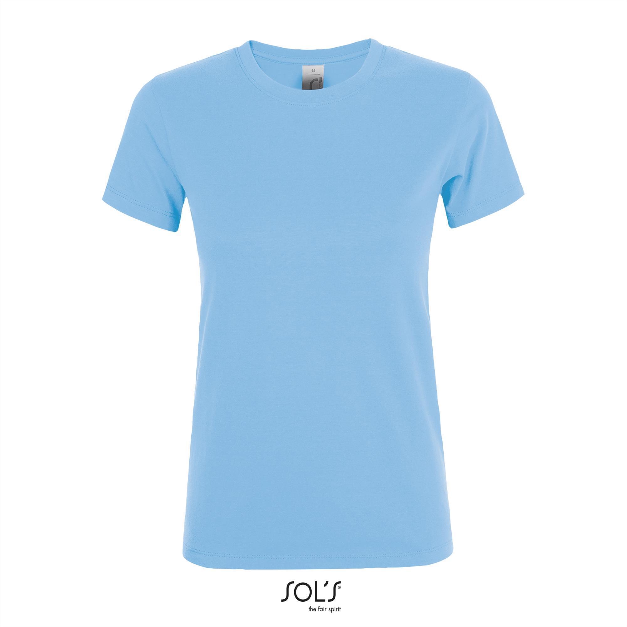 Dames T-shirt met een ronde hals sky blue blauw