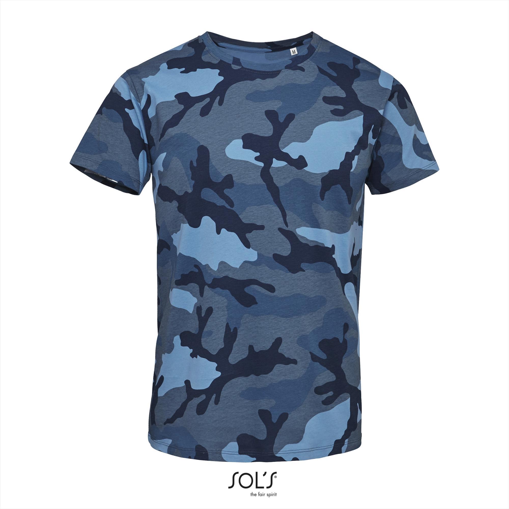 Heren camouflage T-shirt blauw voor stoere mannen 