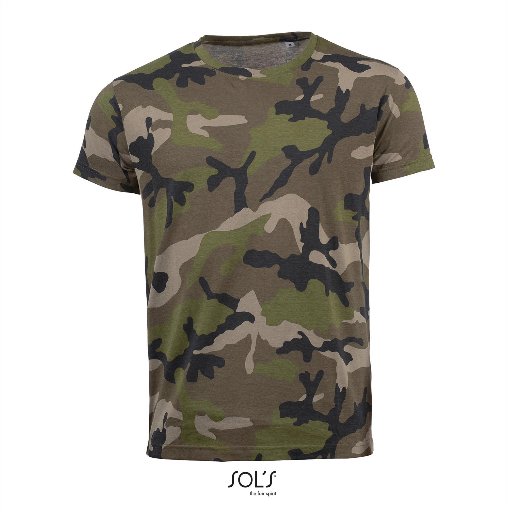 Heren camouflage T-shirt voor stoere mannen leger groen print