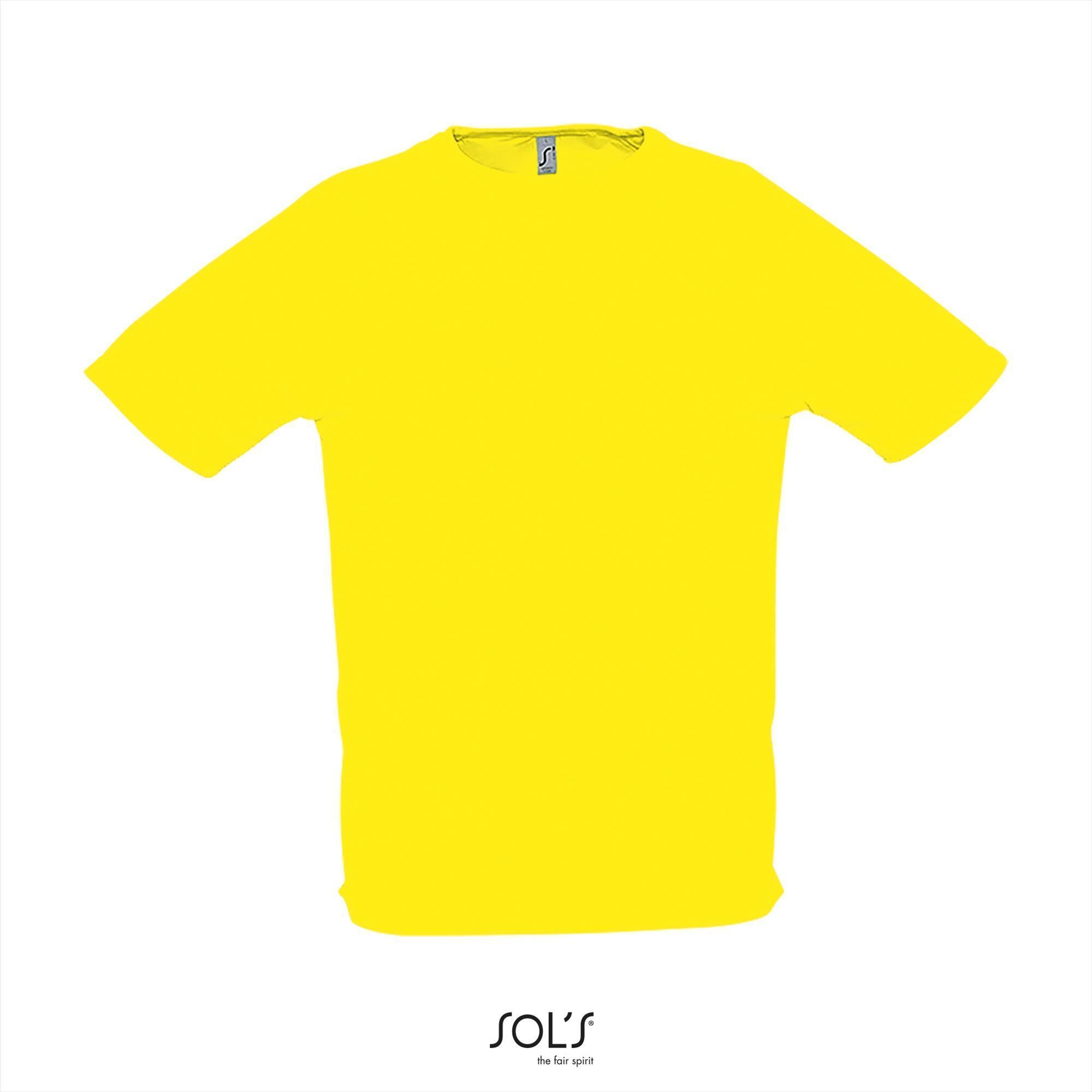 Heren sportshirt lemon geel met ademend effect. Dri-FIT Polyester sport T-shirt voor mannen
