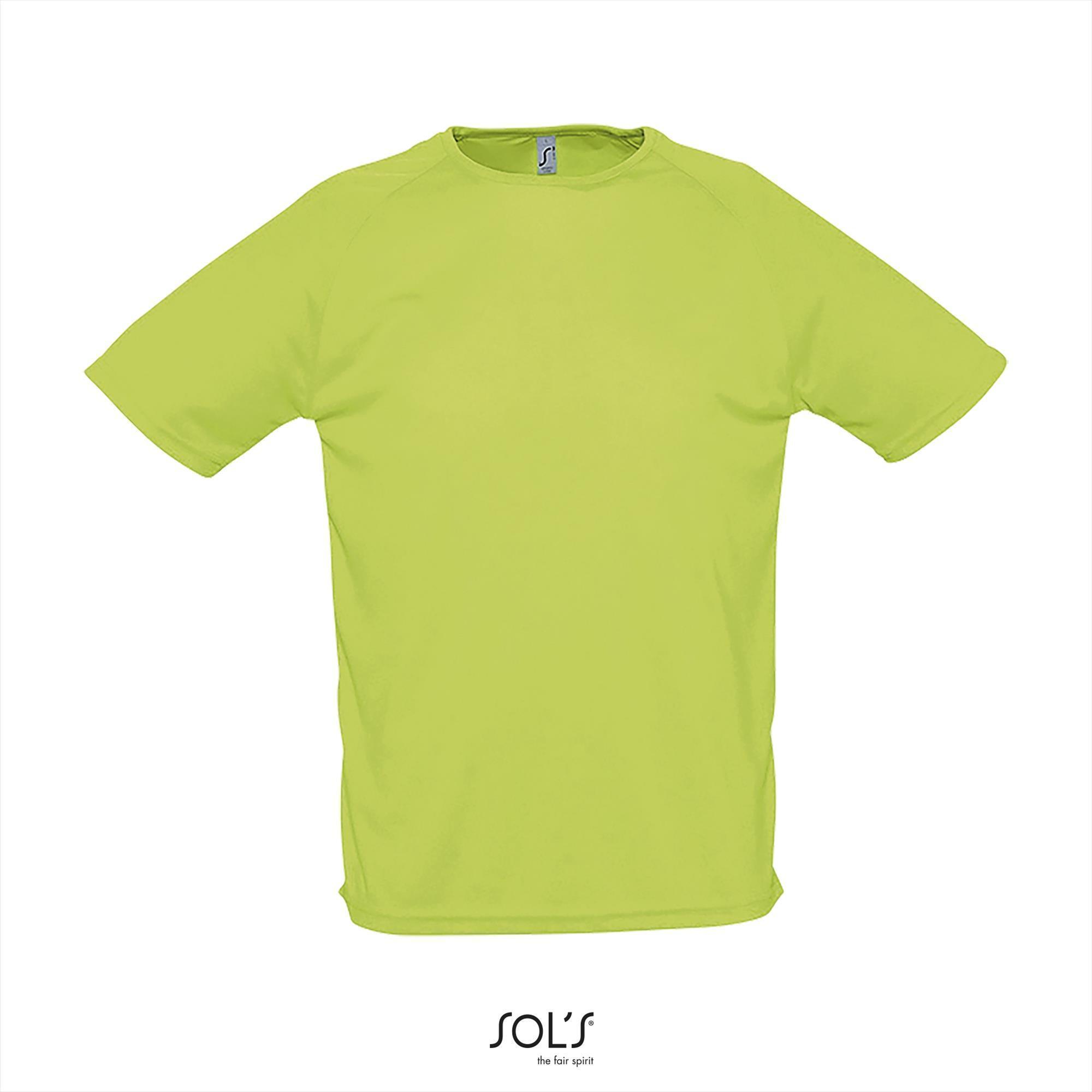 Heren sportshirt met ademend effect. Dri-FIT Polyester sport T-shirt voor mannen appeltjes groen