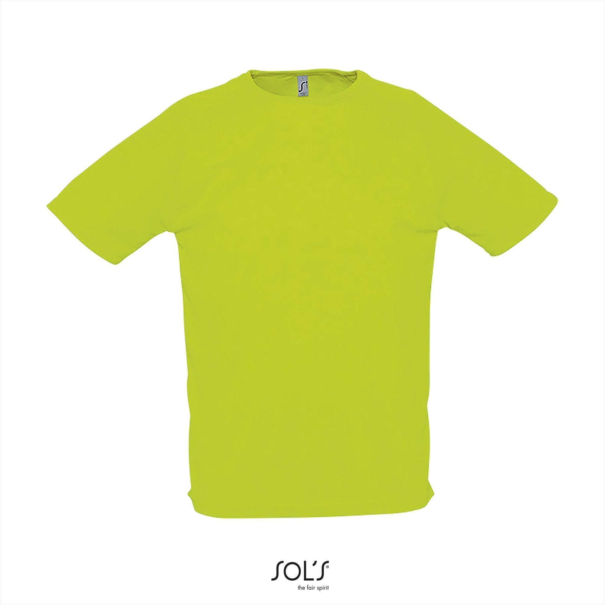 Heren sportshirt neon groen met ademend effect. Dri-FIT Polyester sport T-shirt voor mannen
