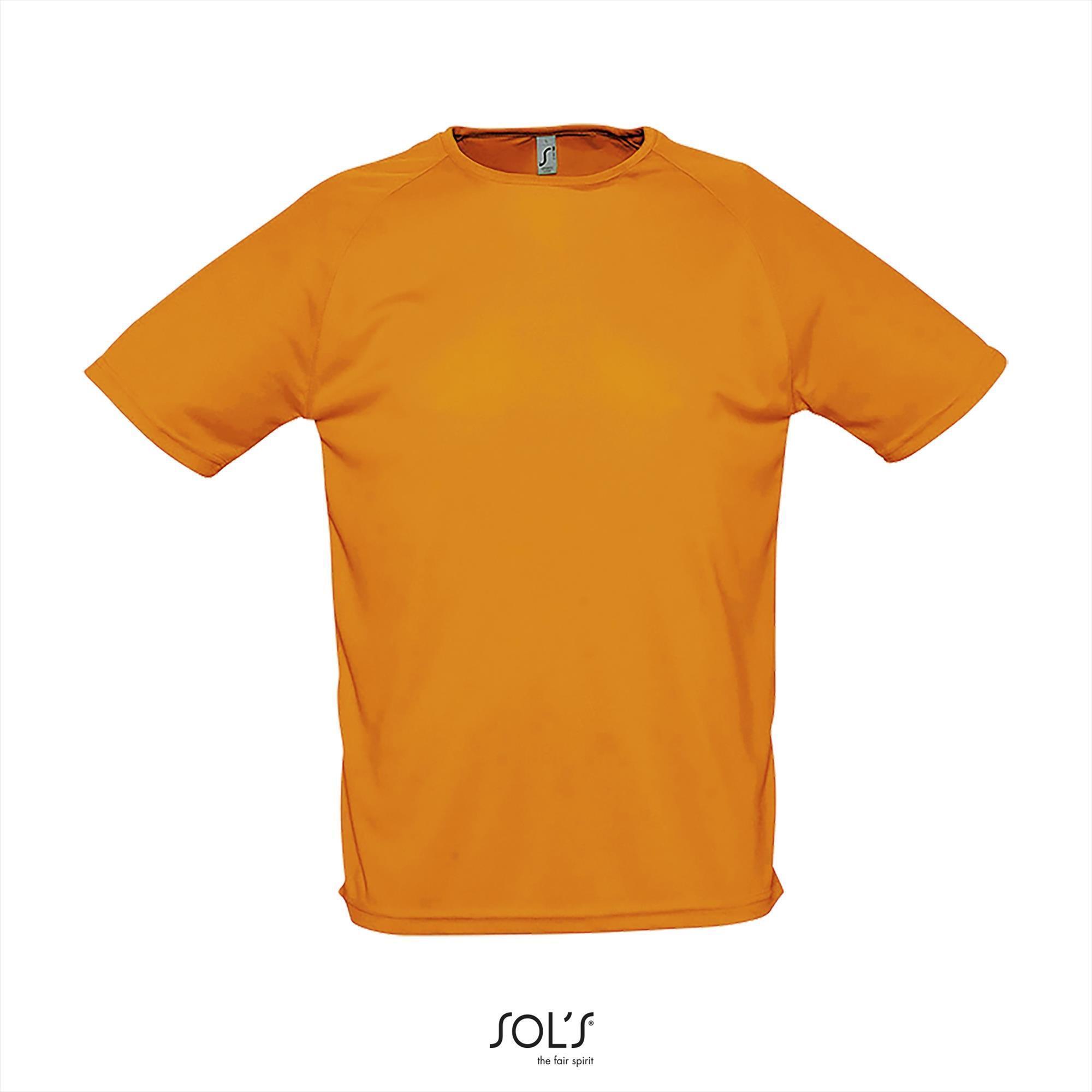 Heren sportshirt Neon oranje met ademend effect. Dri-FIT Polyester Voetballen EK WK oranje