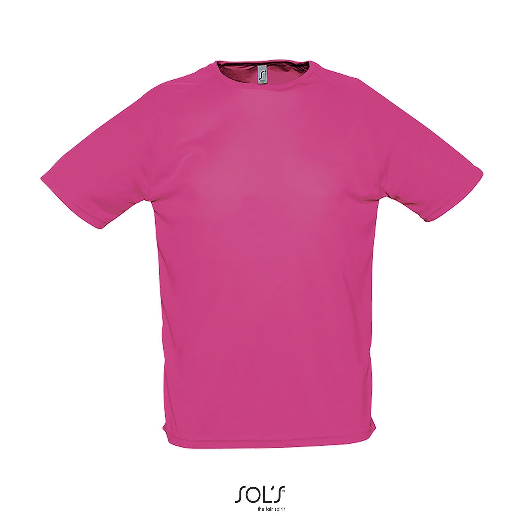 Heren sportshirt Neon roze pink met ademend effect. Dri-FIT Polyester sport T-shirt voor mannen