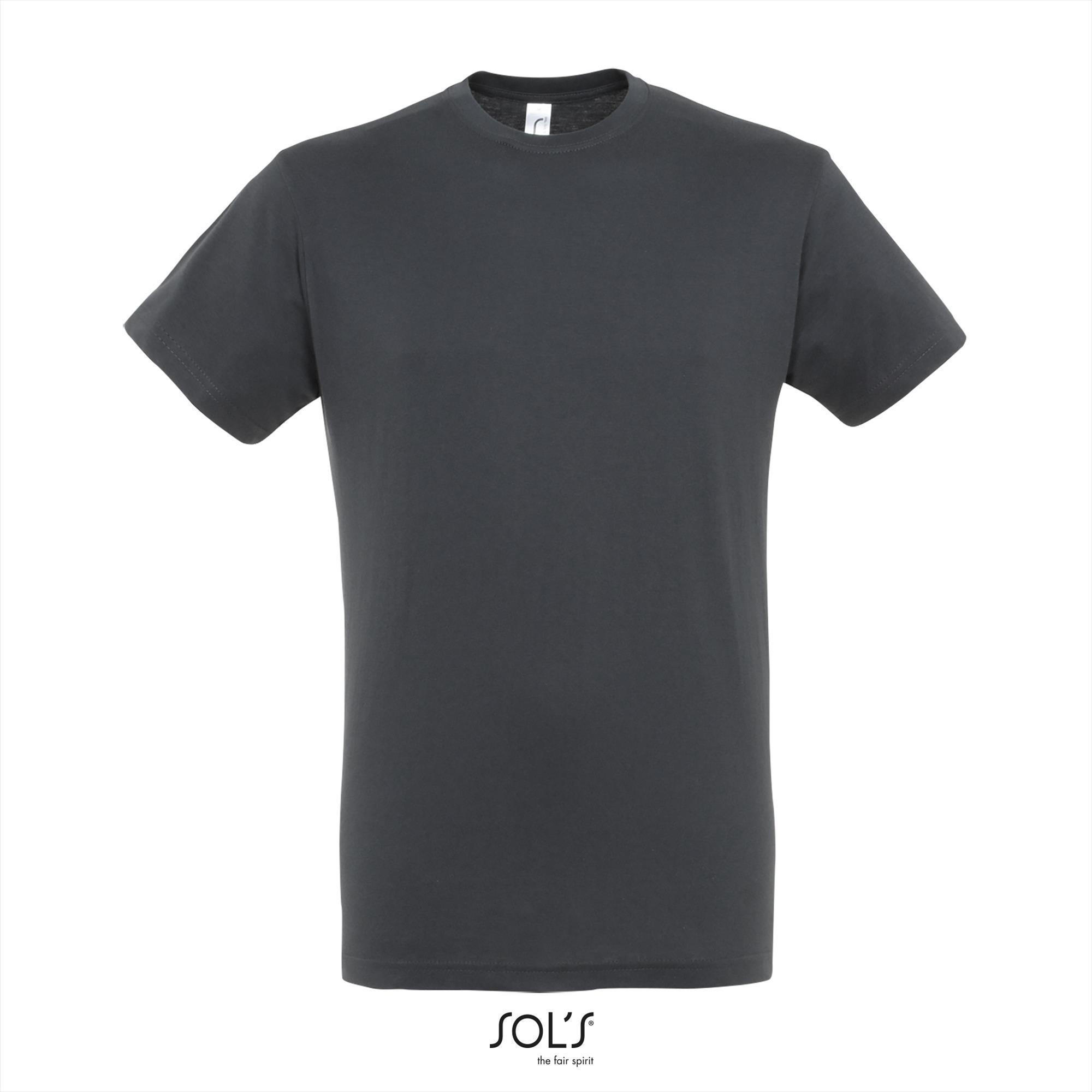 Heren T-shirt grijs met een ronde hals mannen shirt muisgrijs