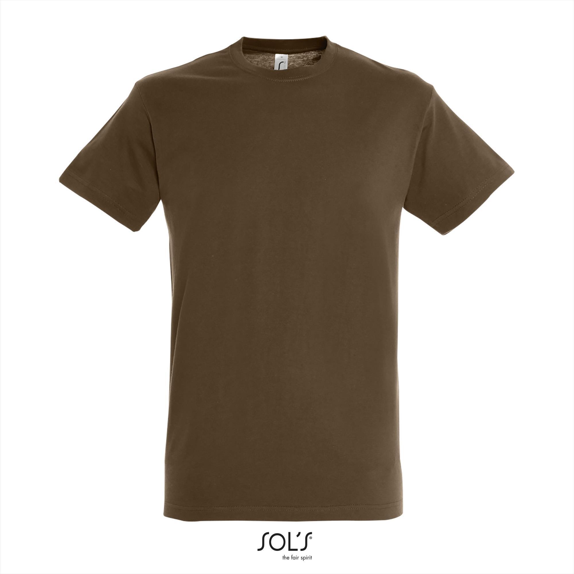 Heren T-shirt met een ronde hals mannen shirt aarde bruin