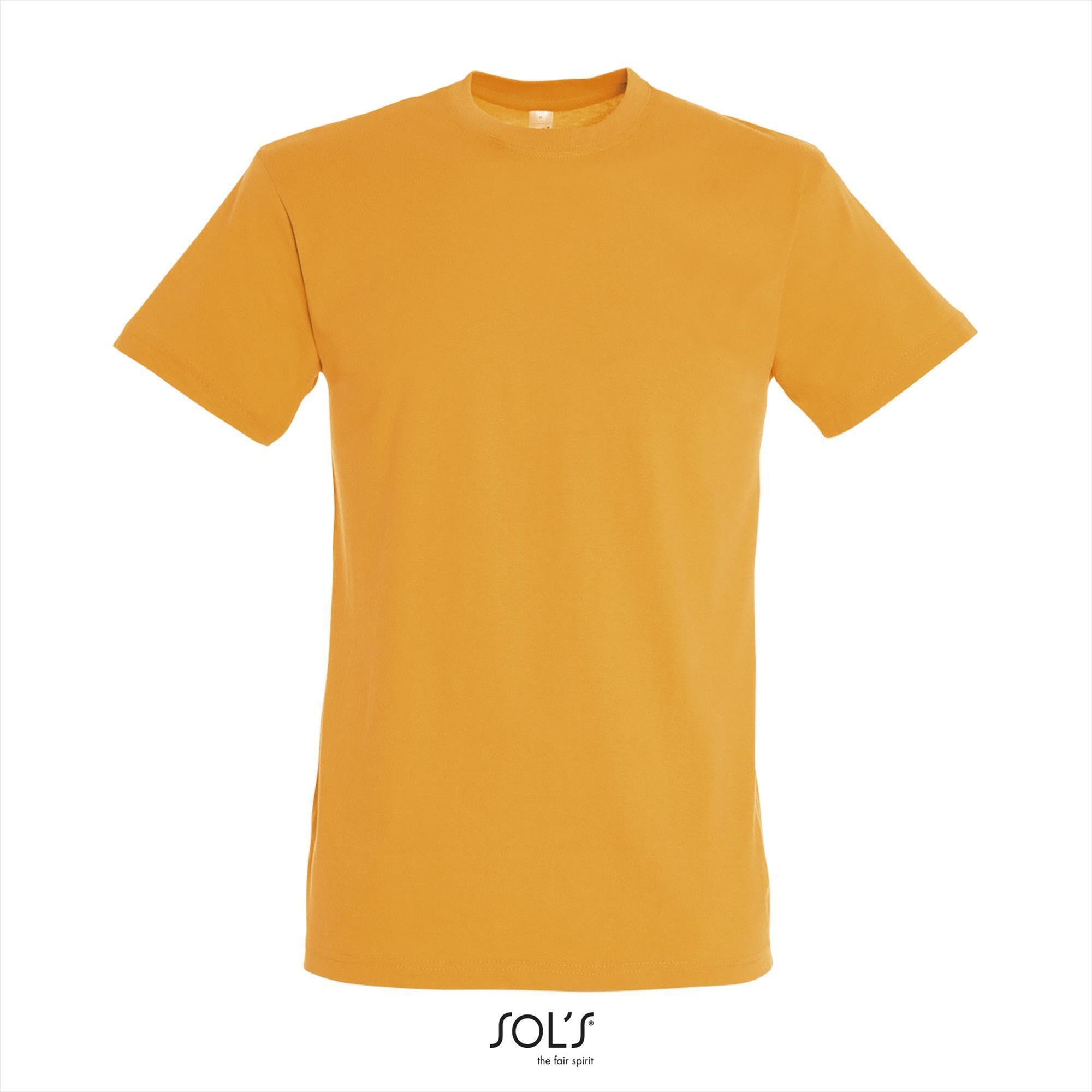 Heren T-shirt met een ronde hals mannen shirt apricot kleur