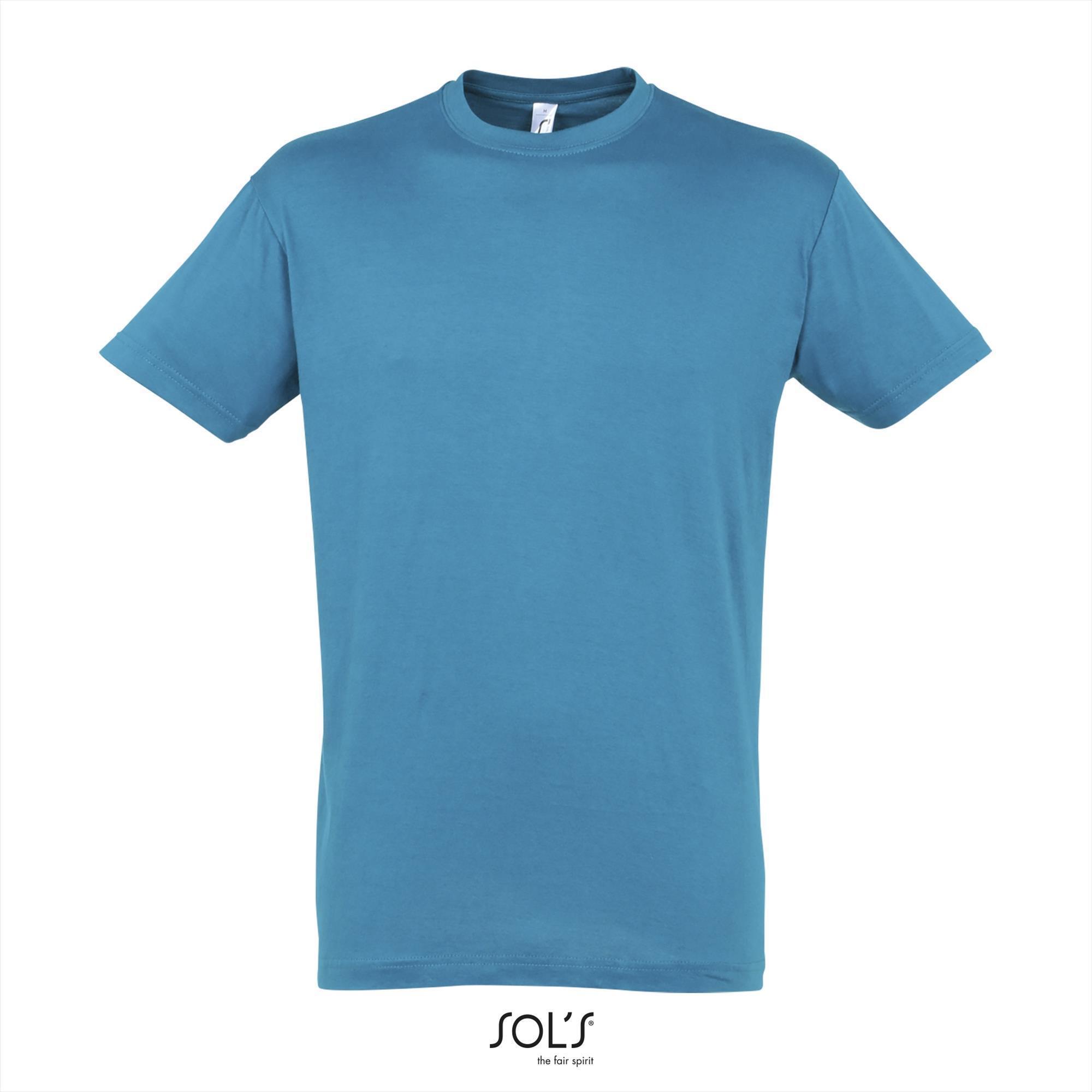 Heren T-shirt met een ronde hals mannen shirt aqua blauw