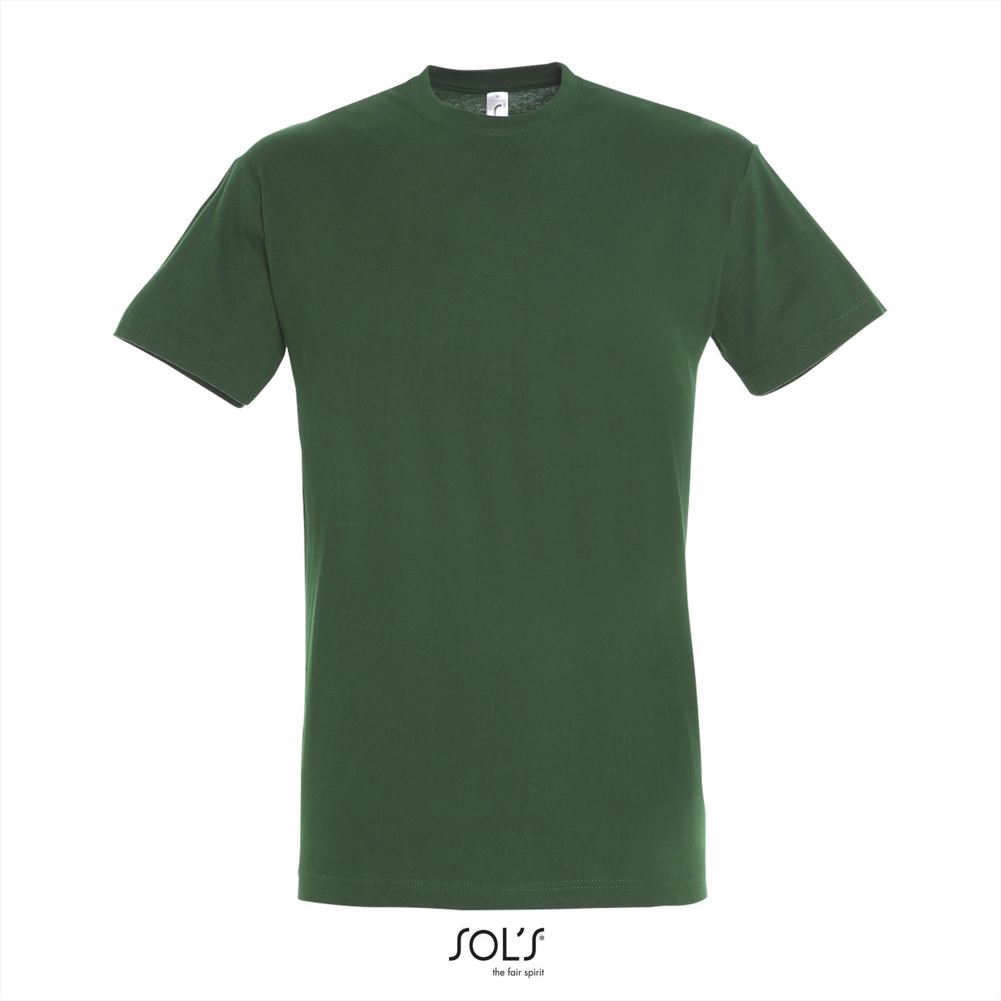 Heren T-shirt met een ronde hals mannen shirt bottle green groen