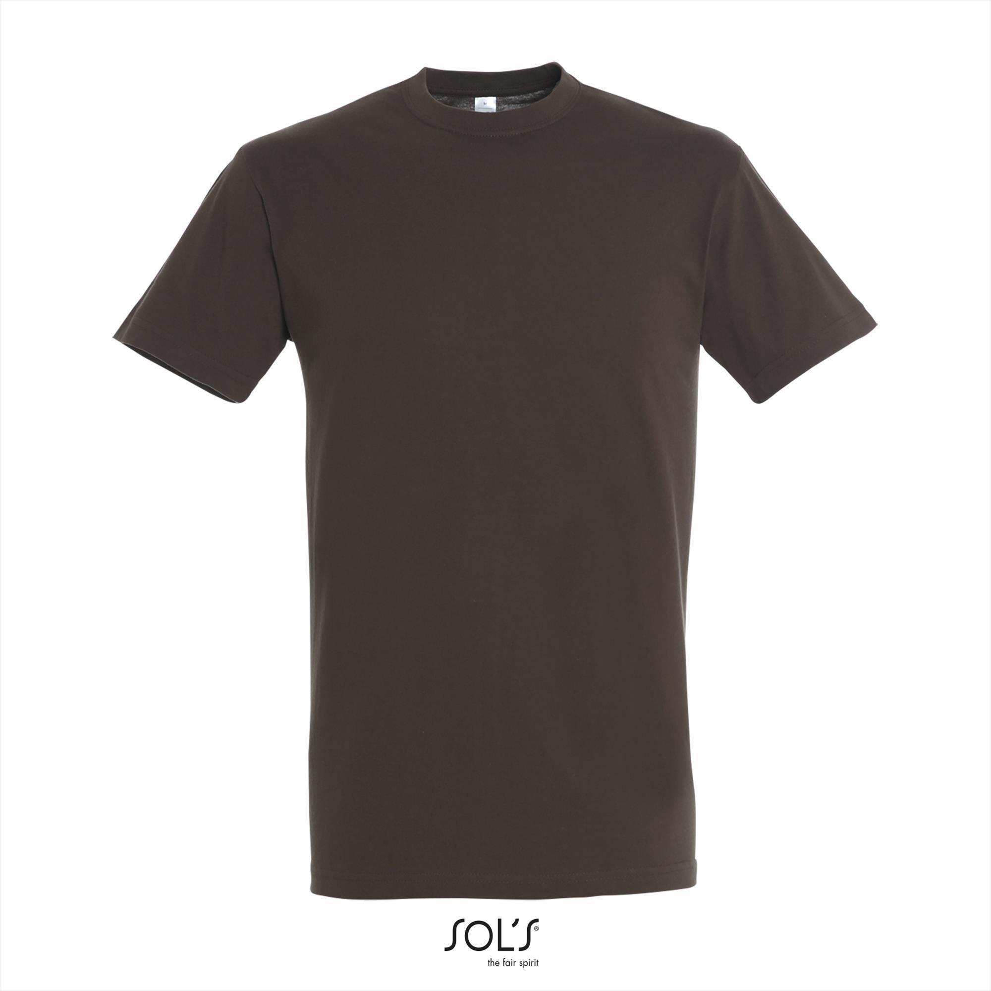 Heren T-shirt met een ronde hals mannen shirt chocolade bruin