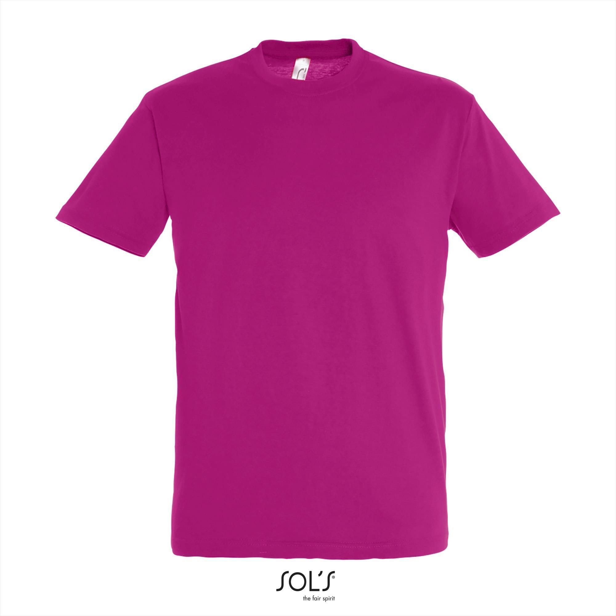 Heren T-shirt met een ronde hals mannen shirt fuchsia roze