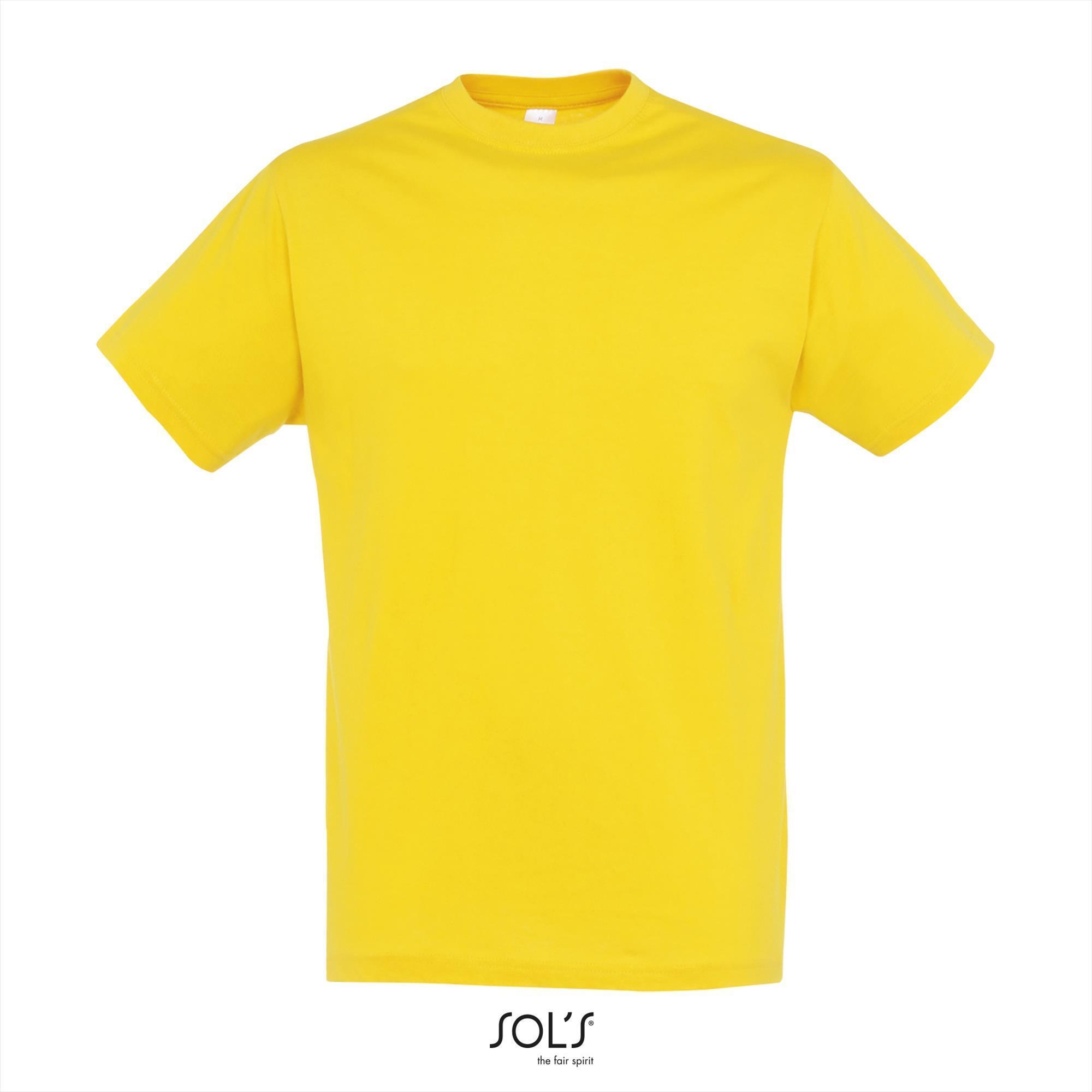 Heren T-shirt met een ronde hals mannen shirt geel