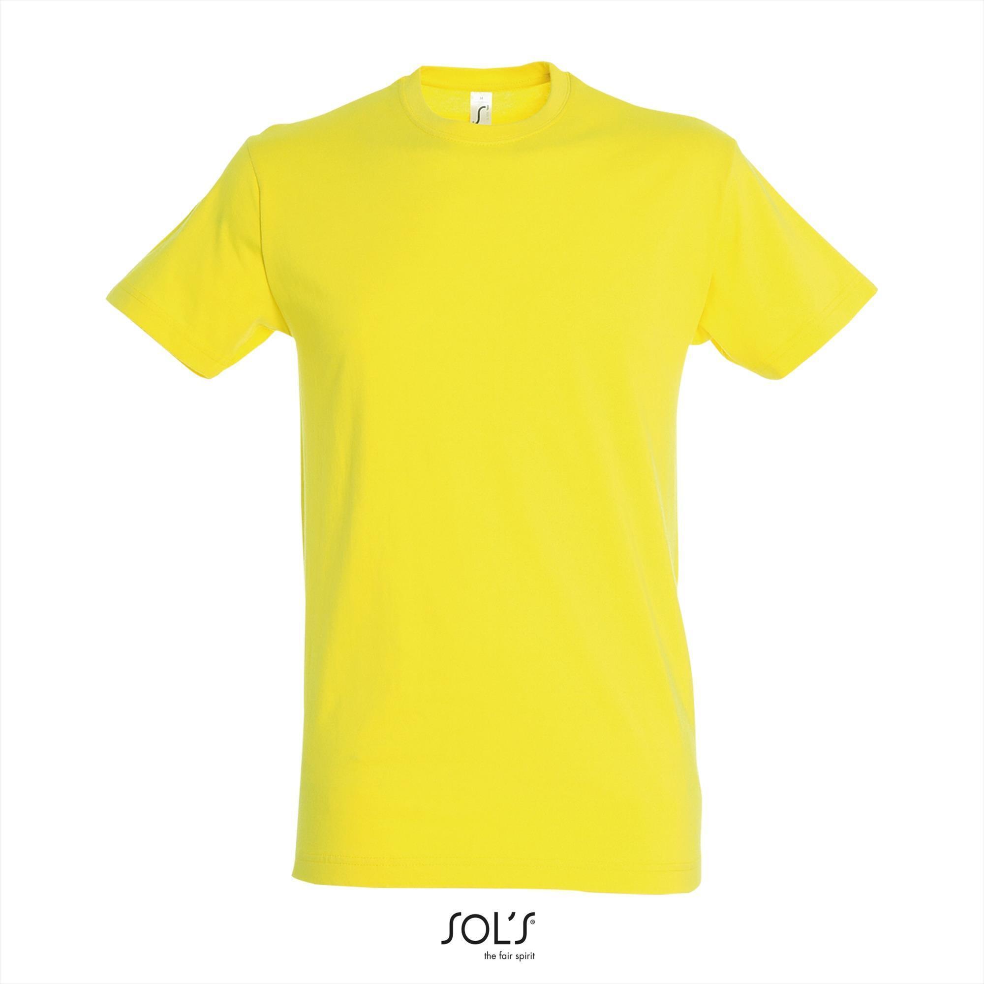Heren T-shirt met een ronde hals mannen shirt lemon geel