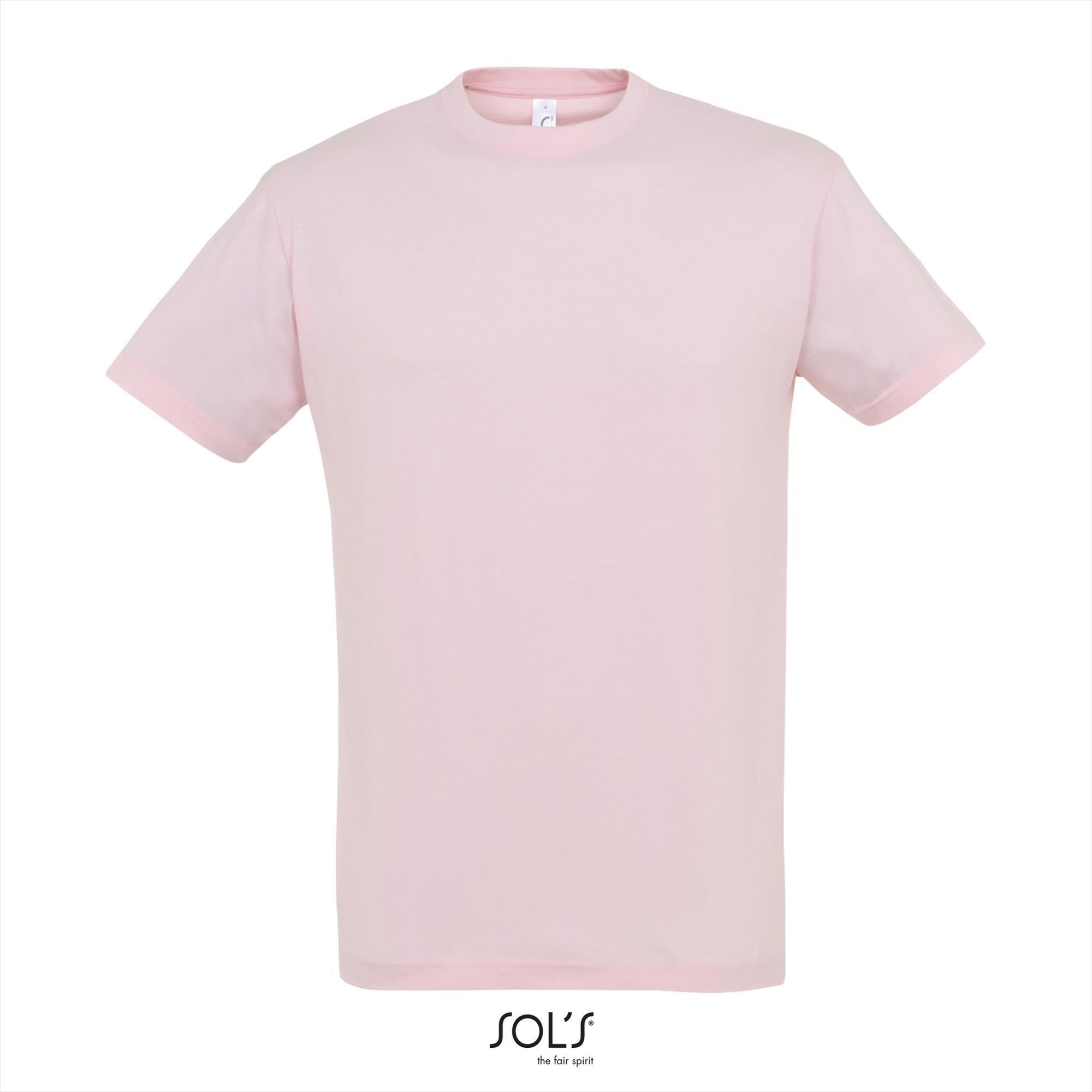 Heren T-shirt met een ronde hals mannen shirt licht roze