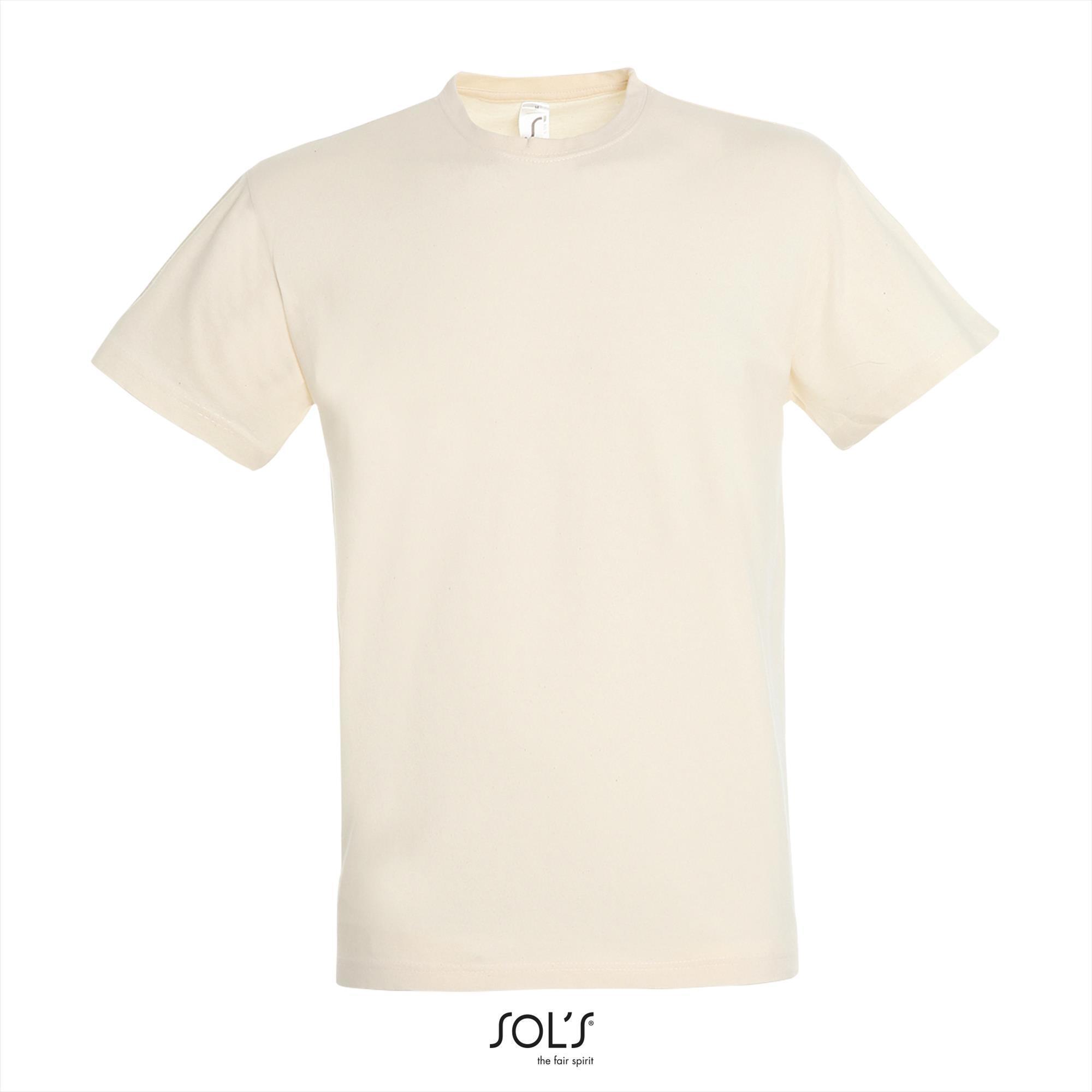 Heren T-shirt met een ronde hals mannen shirt naturel kleur