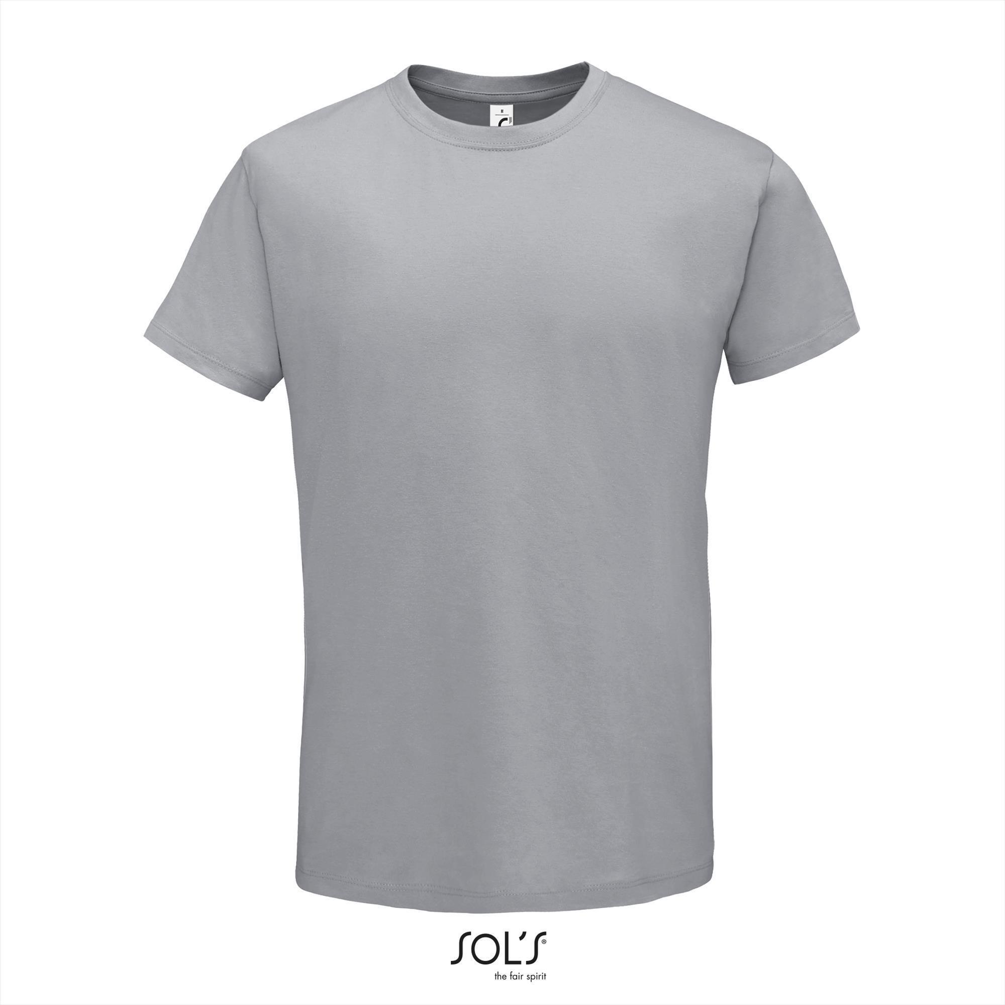 Heren T-shirt met een ronde hals mannen shirt puur grijs