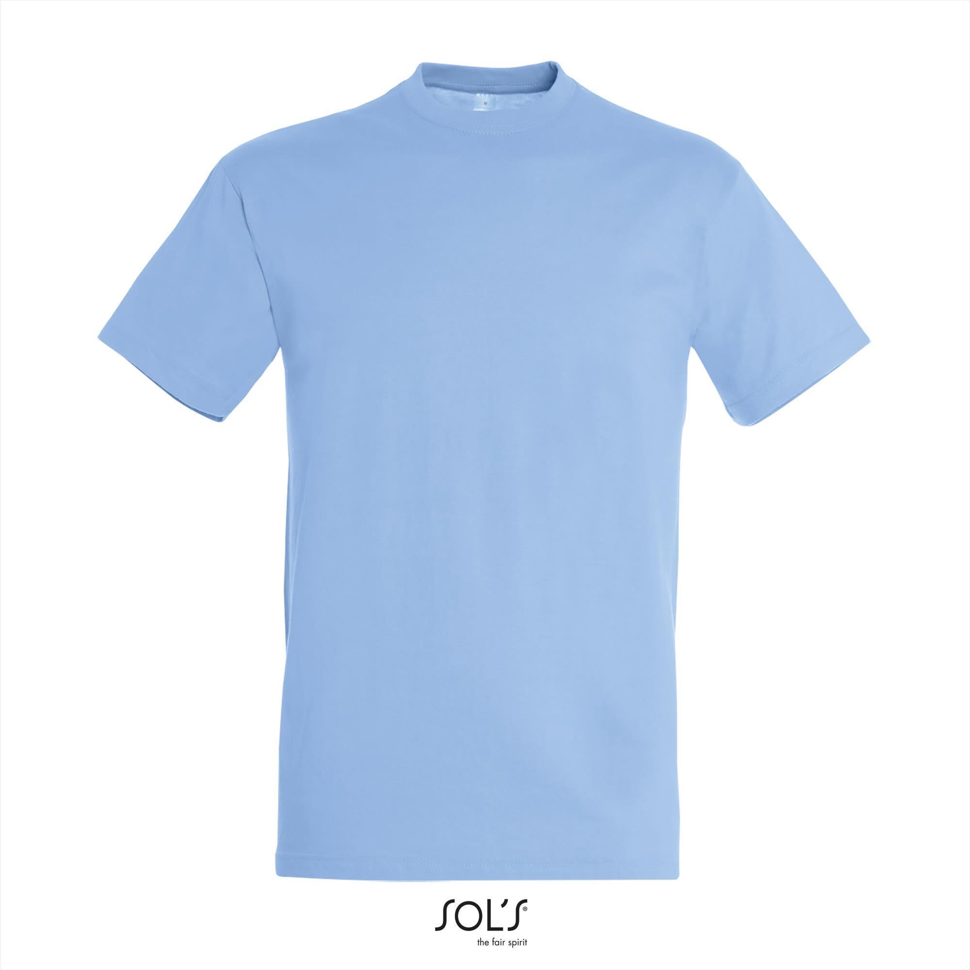 Heren T-shirt met een ronde hals mannen shirt sky blue blauw