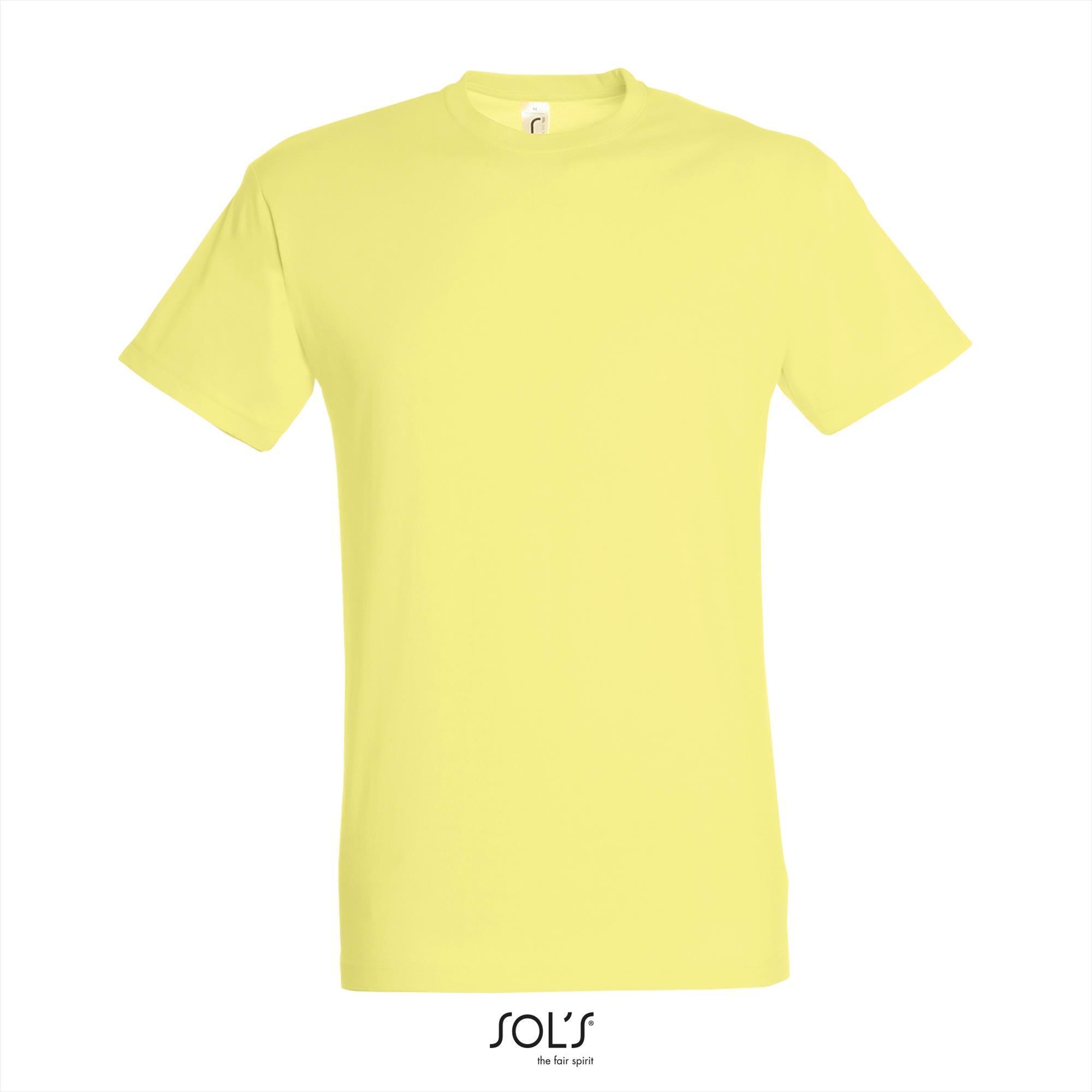 Heren T-shirt met een ronde hals mannen shirt zacht geel