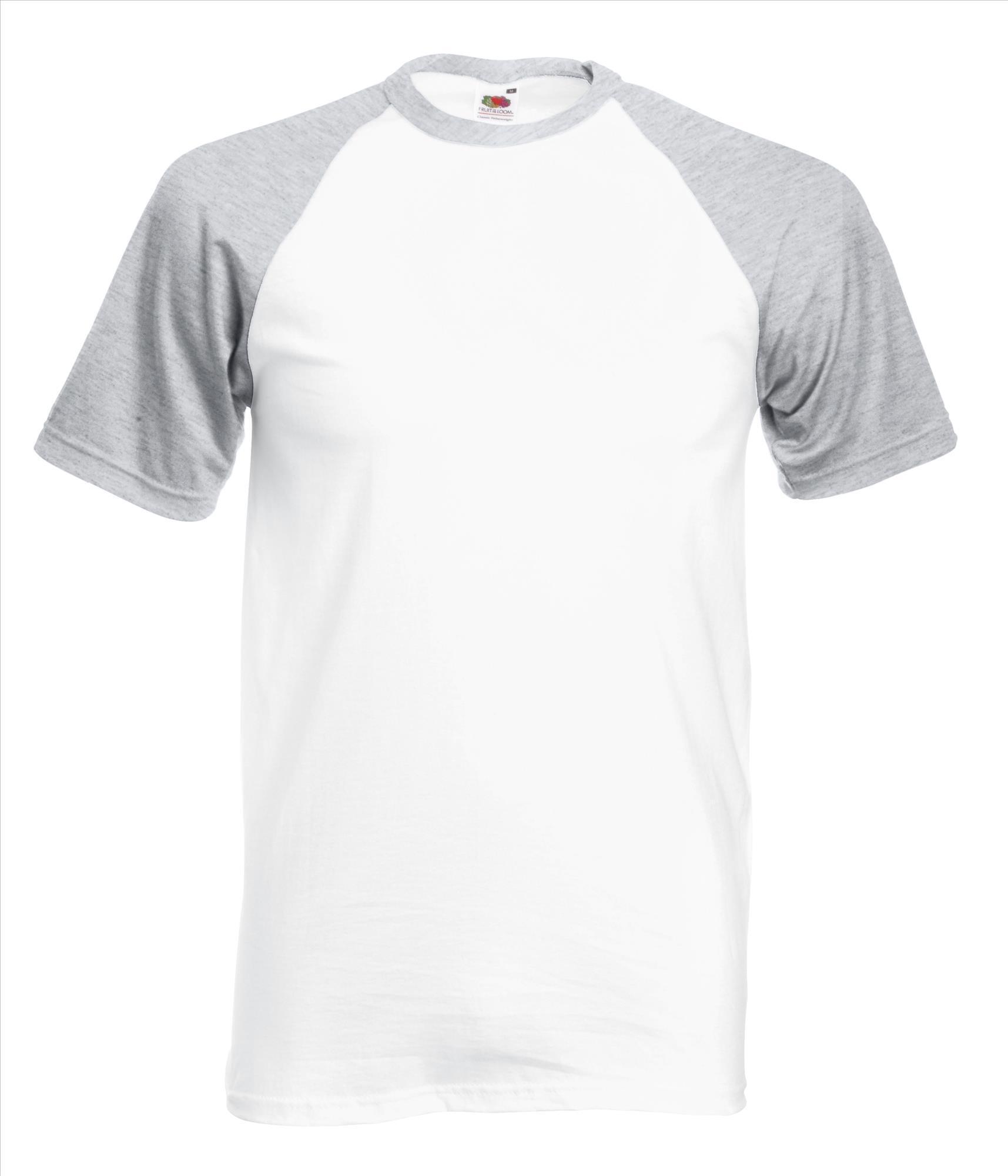 Heren T-shirt met raglanmouwen voor mannen wit met grijze mouwen