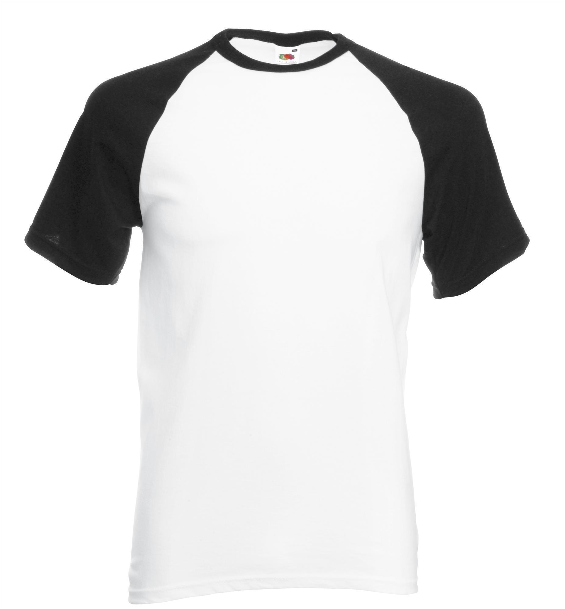 Heren T-shirt met raglanmouwen voor mannen wit met zwarte mouwen