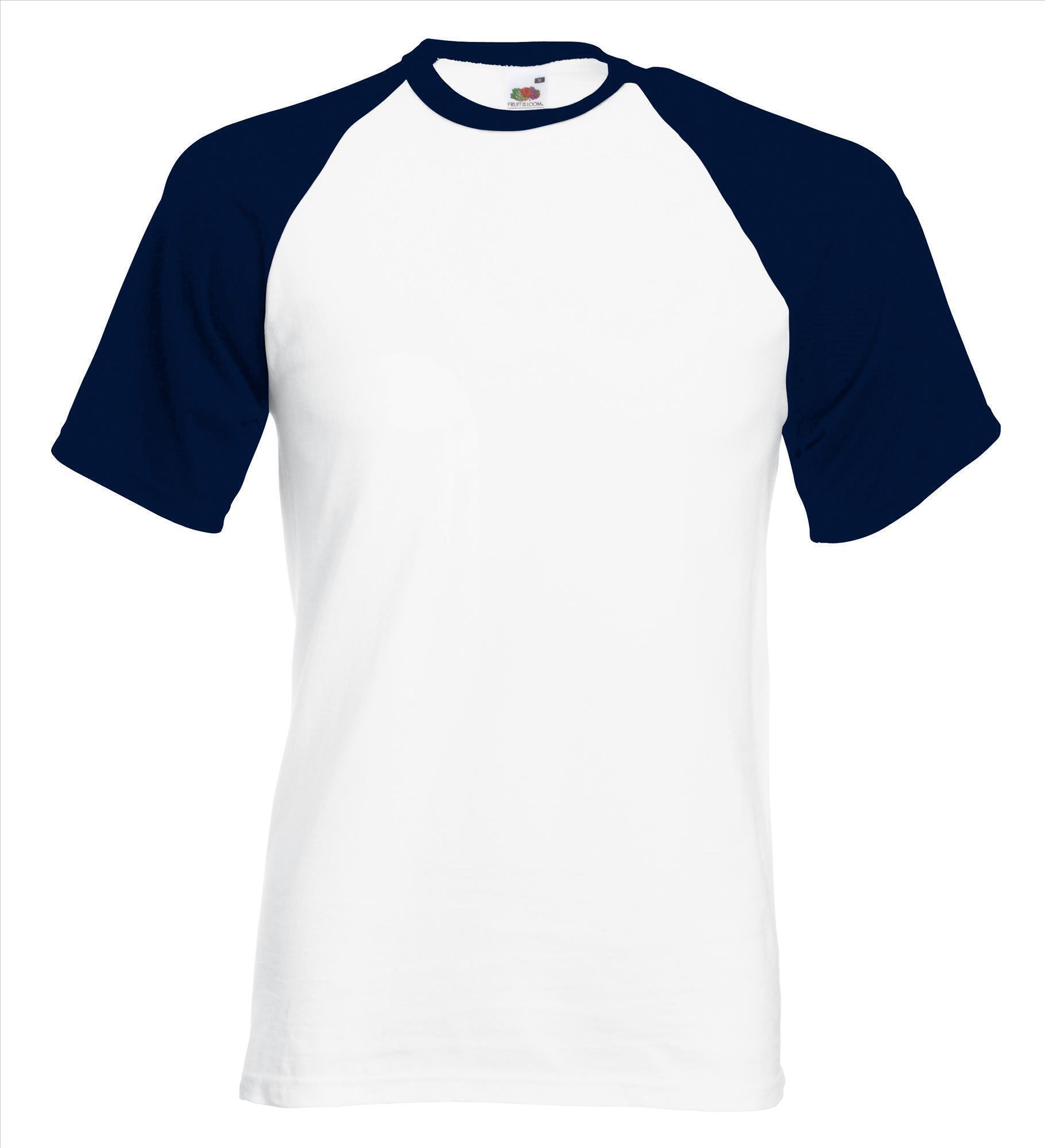 Heren T-shirt met raglanmouwen voor mannen wit shirt met donker blauwe mouwen