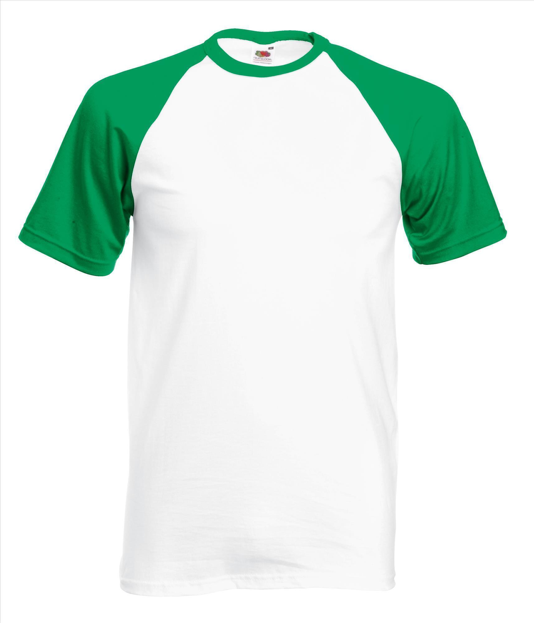 Heren T-shirt met raglanmouwen voor mannen wit shirtje met groene mouwen