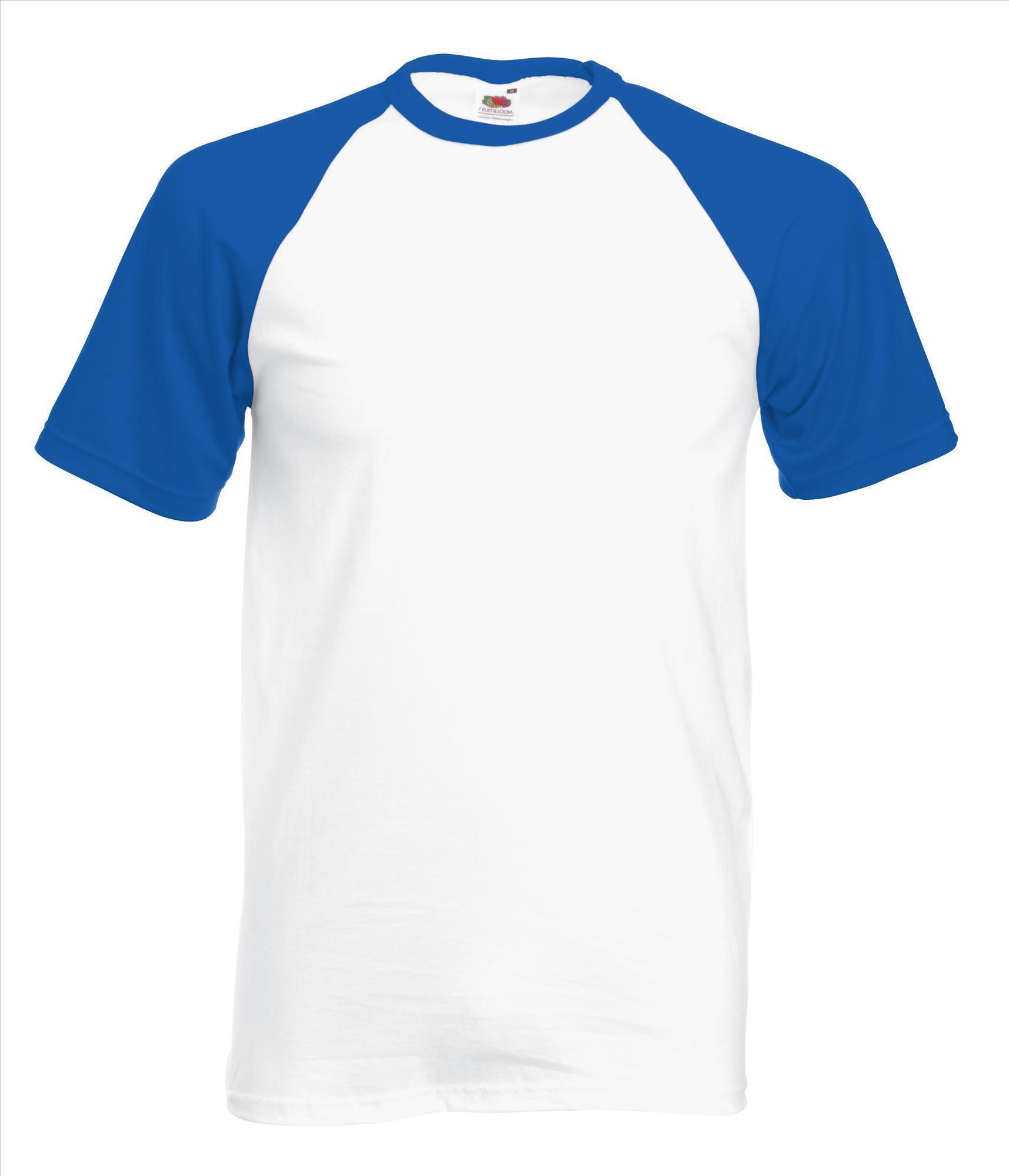 Heren T-shirt met raglanmouwen voor mannen wit t-shirt met blauwe mouwen