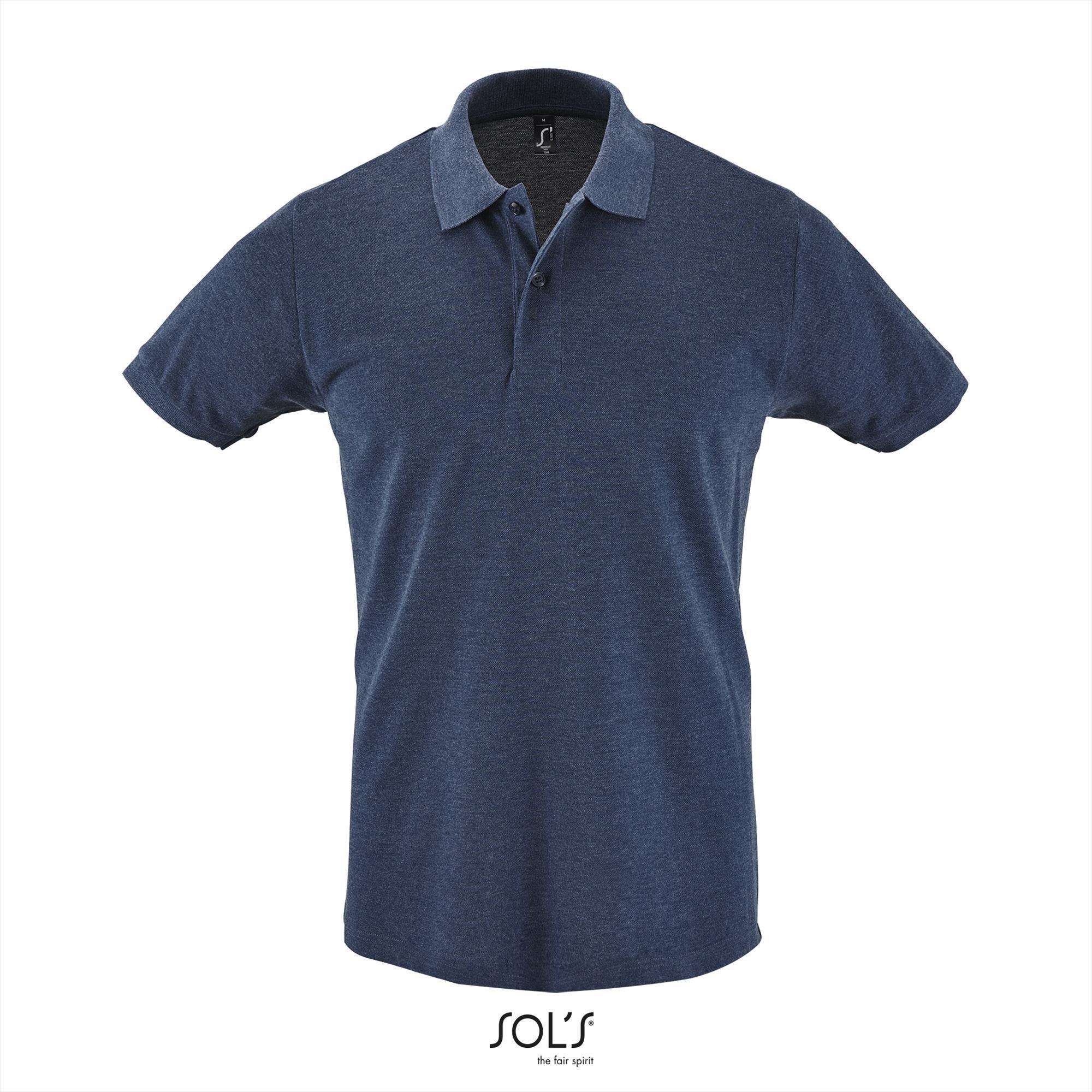 Klassieke heren polo Pique Heather Denim