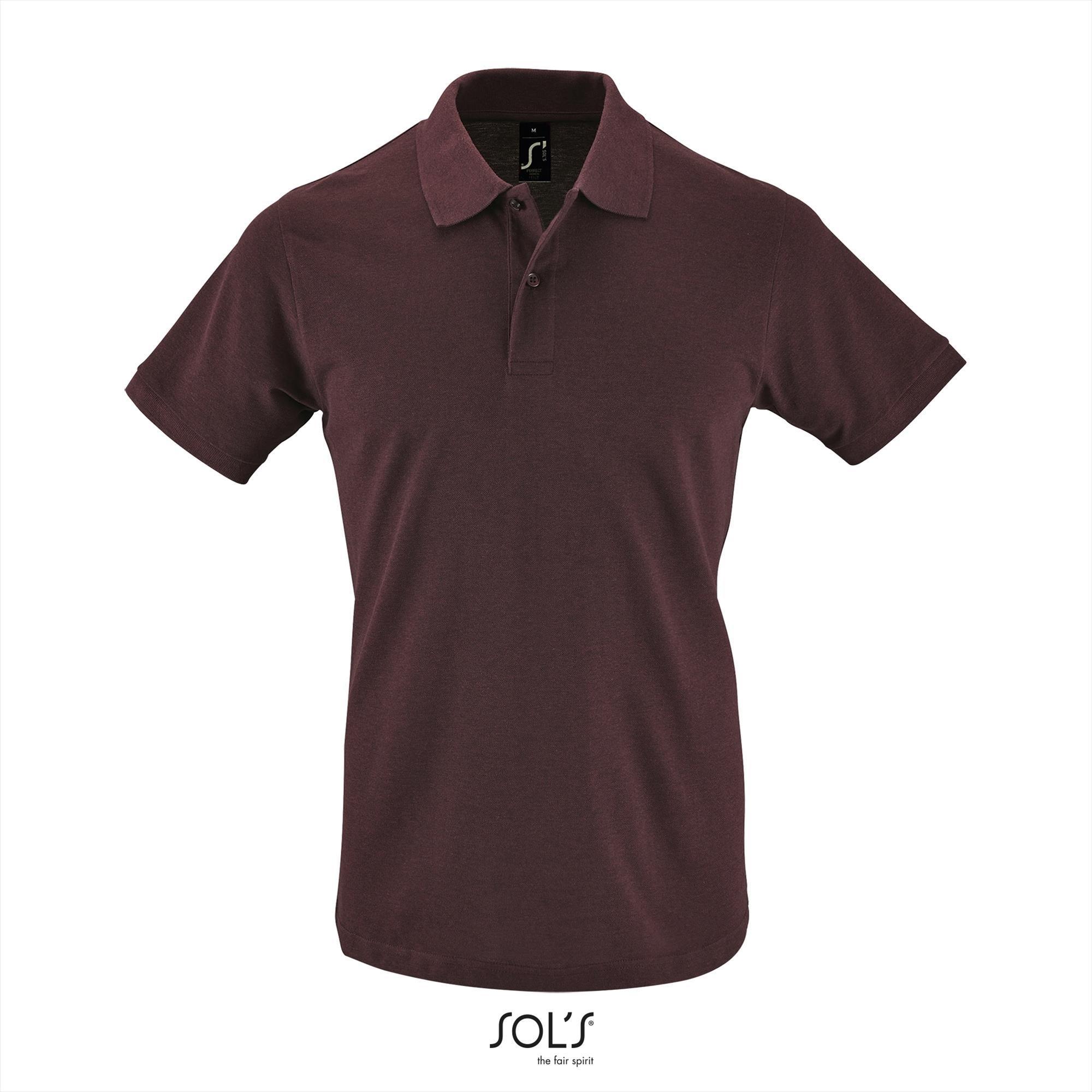 Klassieke heren polo Pique kleur Heather Oxblood