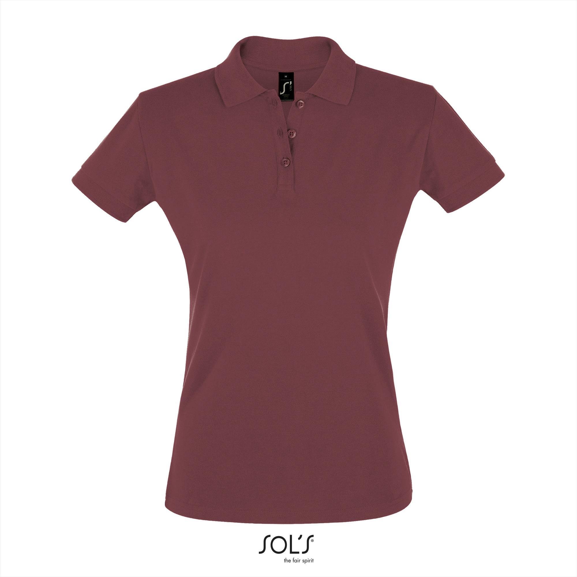 Klassieke vrouwen polo Pique dames burgundy rood