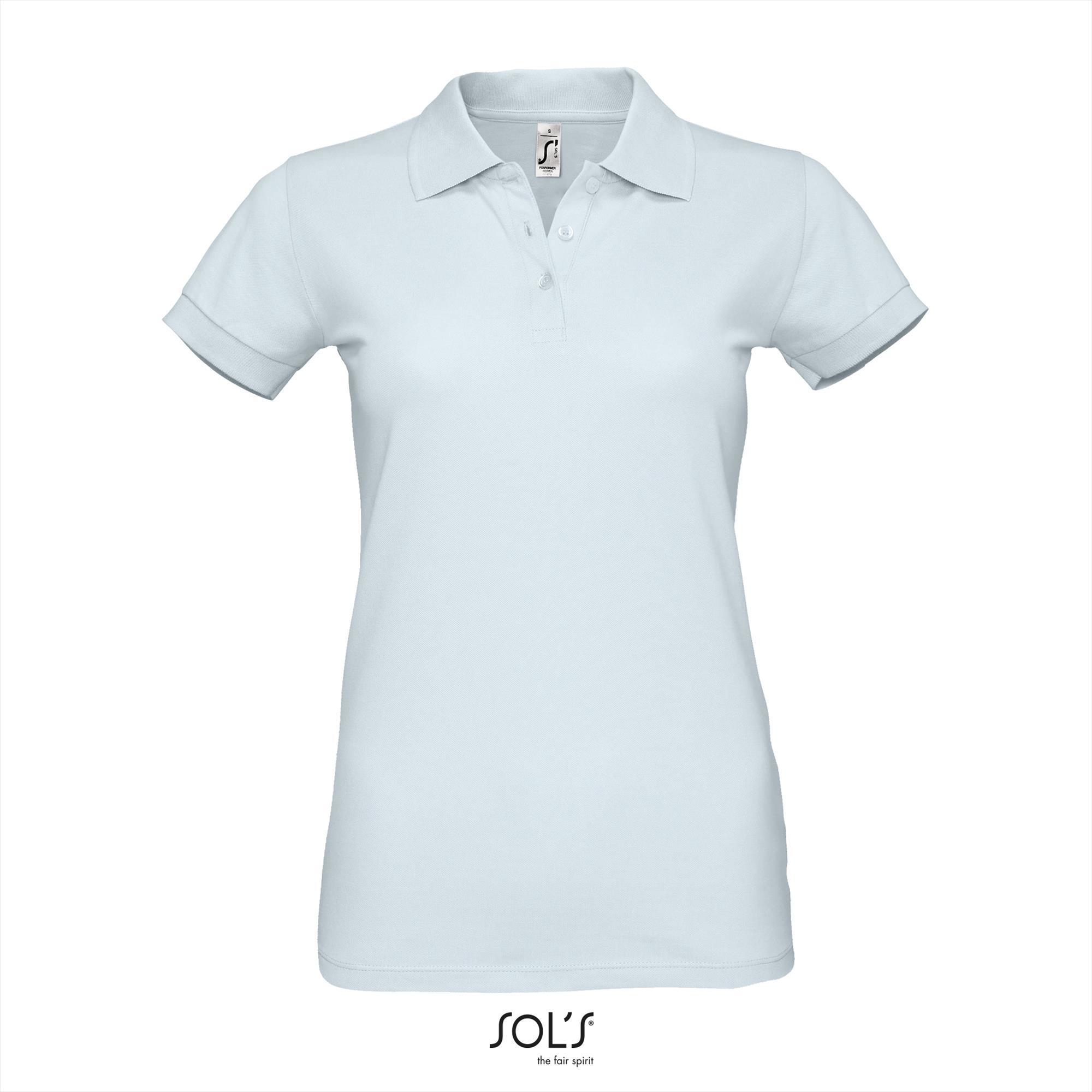 Klassieke vrouwen polo Pique dames cream blauw