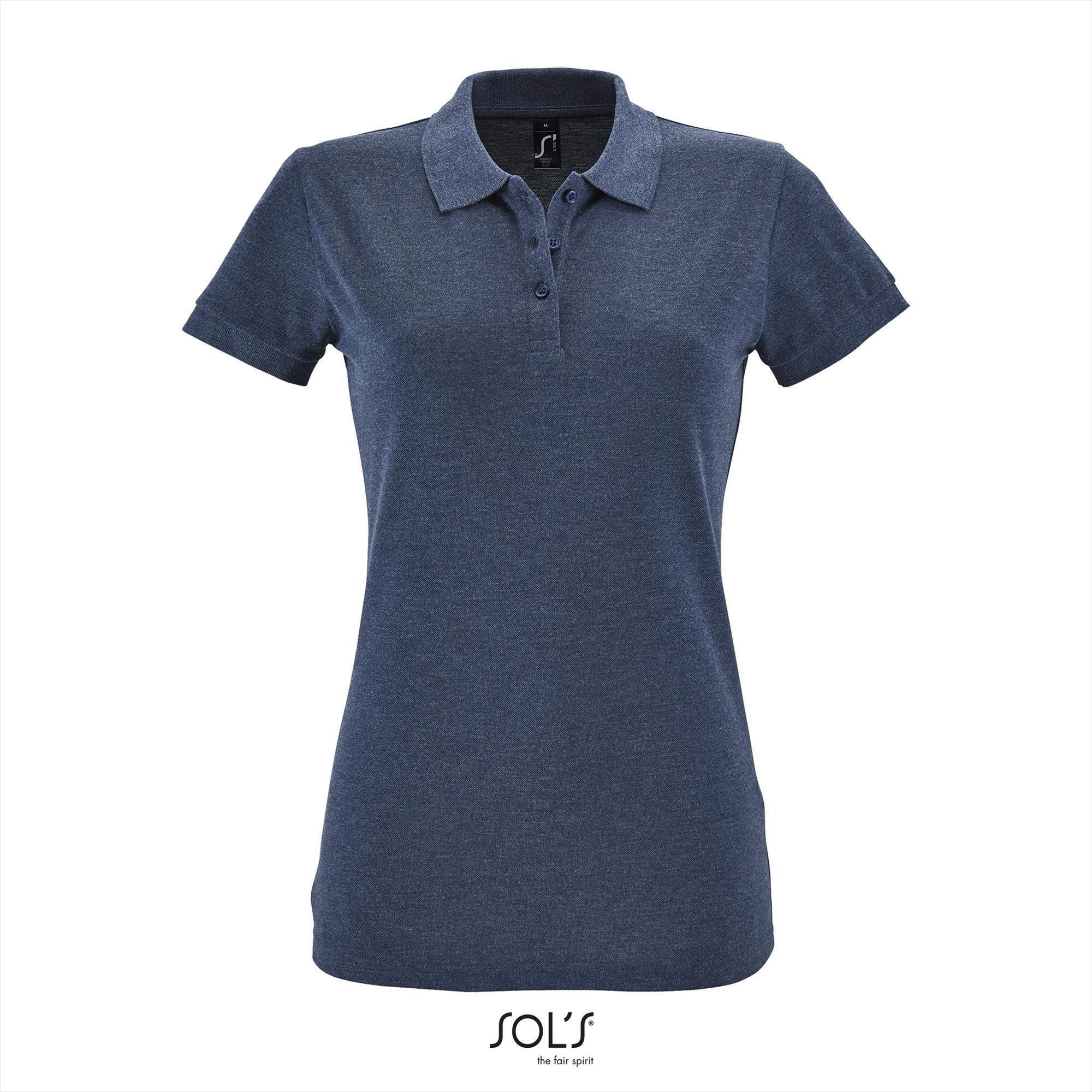 Klassieke vrouwen polo Pique dames Heather Denim