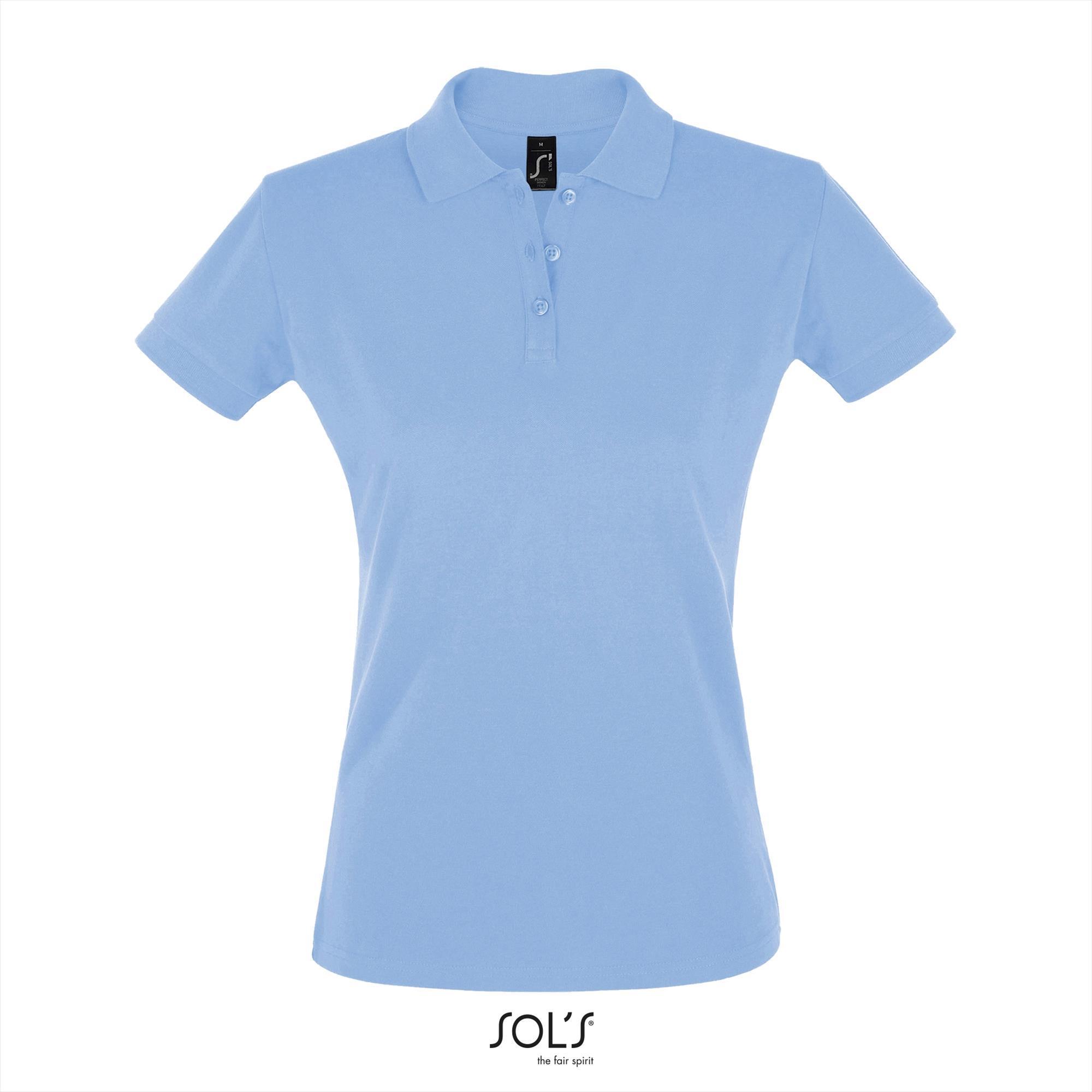 Klassieke vrouwen polo Pique dames sky blue blauw