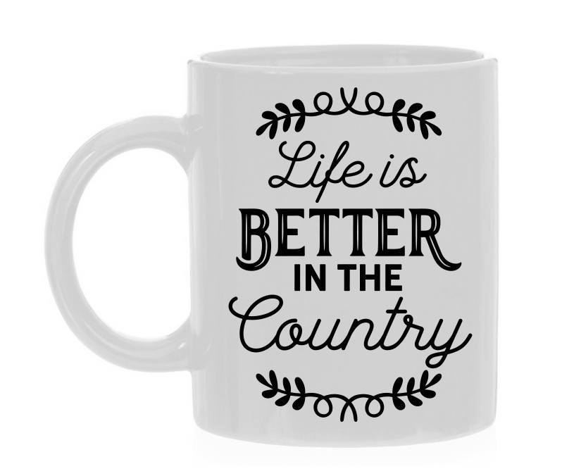 Life is better in the country platteland koffie mok wit