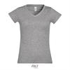 Modieus vrouwelijk dames T-shirt grijs Melange met een diepe V-neck Diepe V-hals T-shirt 
