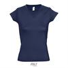 Modieus vrouwelijk dames T-shirt met een diepe V-neck Diepe V-hals T-shirt donker blauw