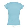 foto 2 Modieus vrouwelijk dames T-shirt met een diepe V-neck Diepe V-hals T-shirt zee blauw van kleur