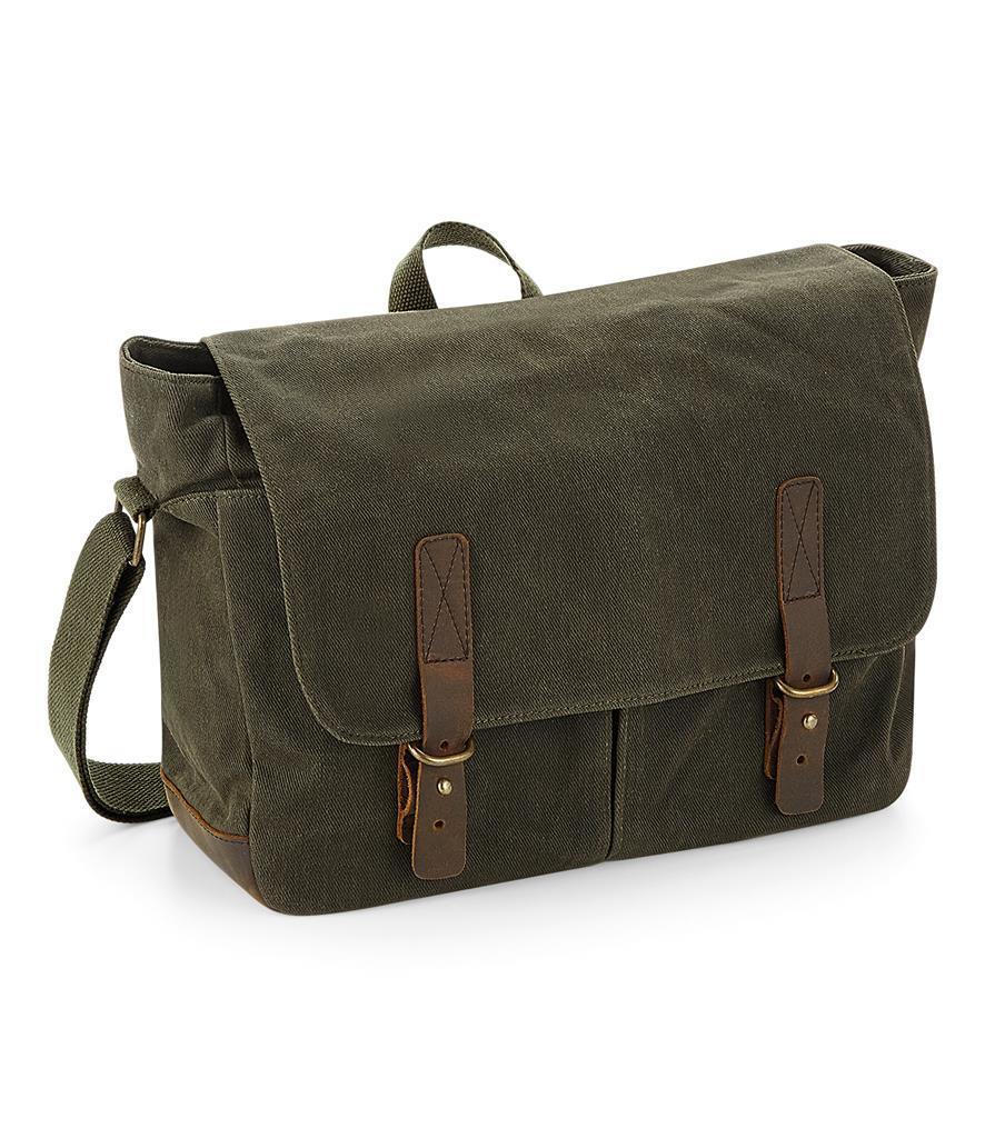 Schoudertas Heritage gewaxt canvas Messenger olijf groen