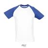 Tweekleurig heren T-shirt met raglan mouwen wit shirt met royal blauwe mouwen