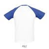 foto 2 Tweekleurig heren T-shirt met raglan mouwen wit shirt met royal blauwe mouwen