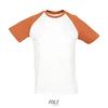 foto 1 Tweekleurig heren T-shirt met raglan mouwen wit shirtje me oranje mouwen
