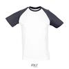 Tweekleurig heren T-shirt met raglan mouwen wit shirtje met donker blauwe mouwen